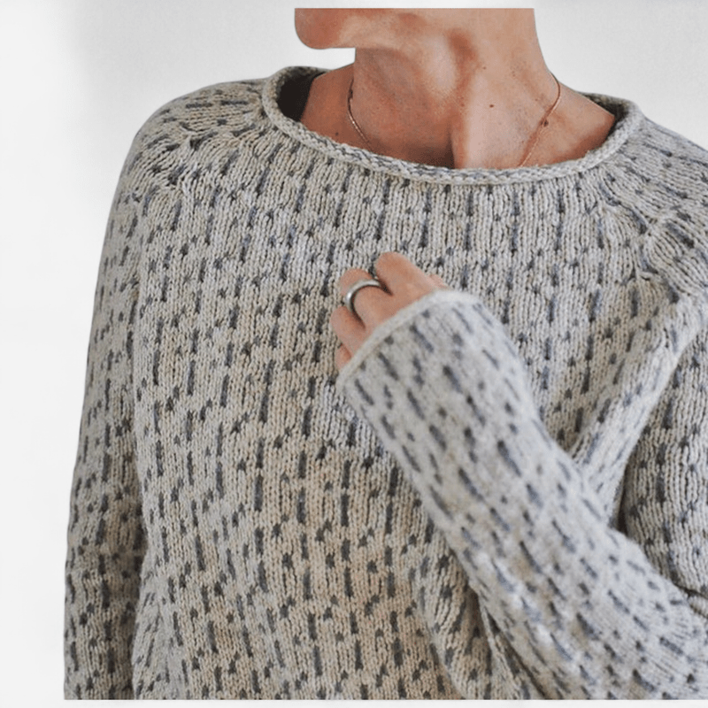 Québec Élégance sweater Vittoria - Pull gris élégant avec col bateau en laine douce