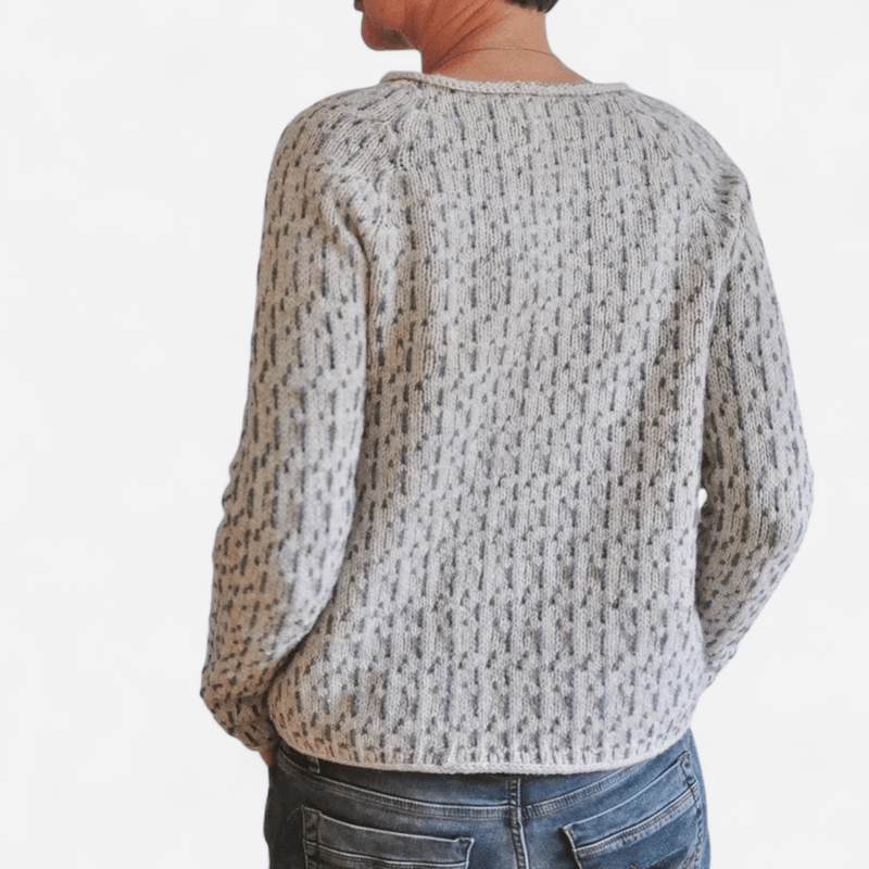Québec Élégance sweater Vittoria - Pull gris élégant avec col bateau en laine douce