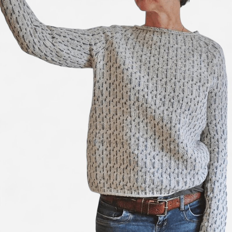 Québec Élégance sweater Vittoria - Pull gris élégant avec col bateau en laine douce