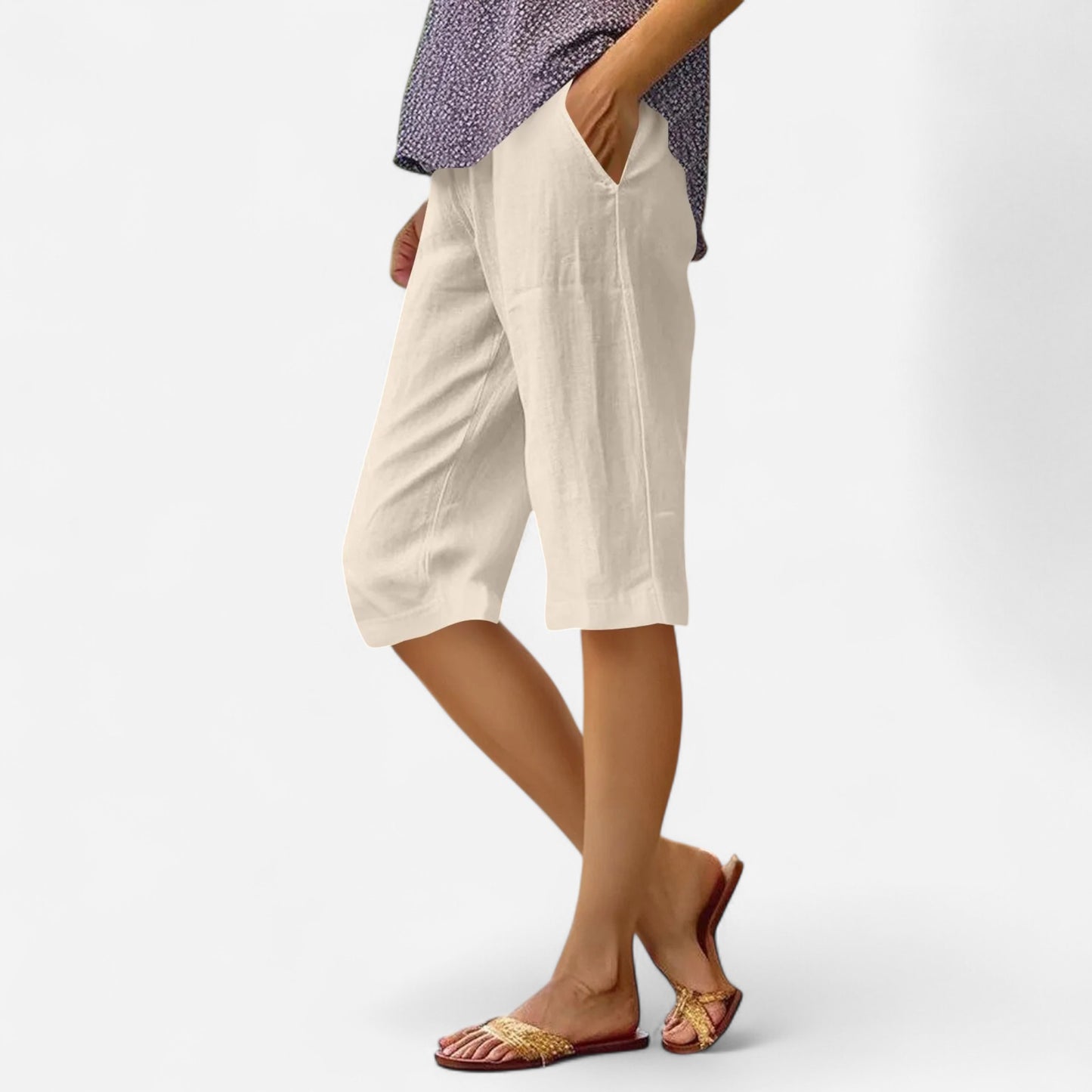 Pantalon Femme Élastique Taille Haute - Coton Lin 5 Couleurs, Confort Été