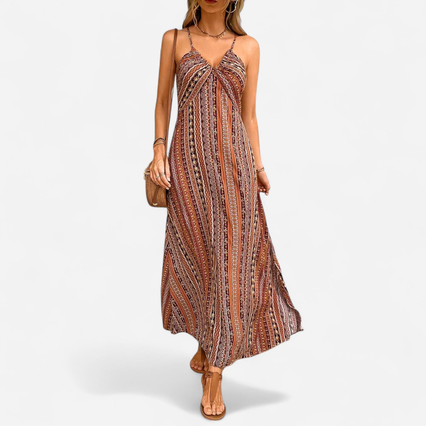 Mariza - Robe d'été Boho sans dos élégante et légère