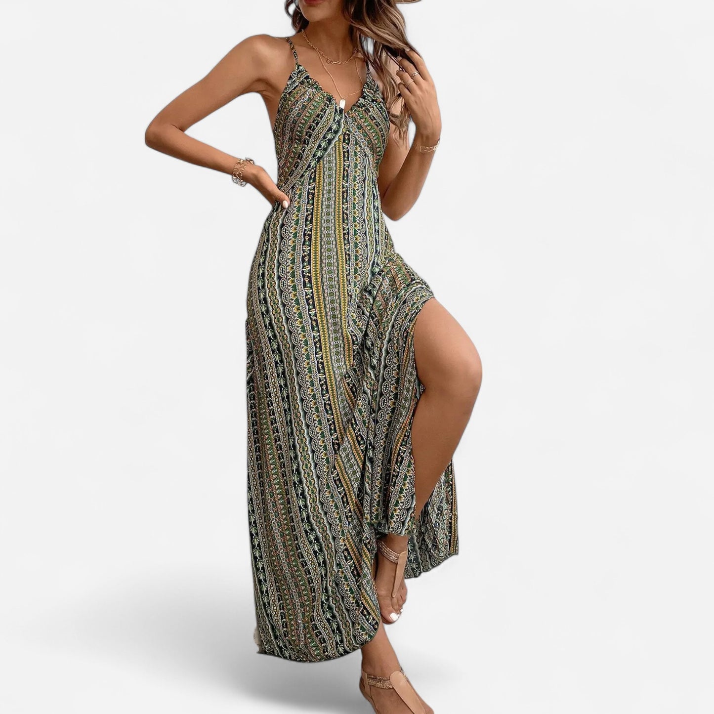 Mariza - Robe d'été Boho sans dos élégante et légère