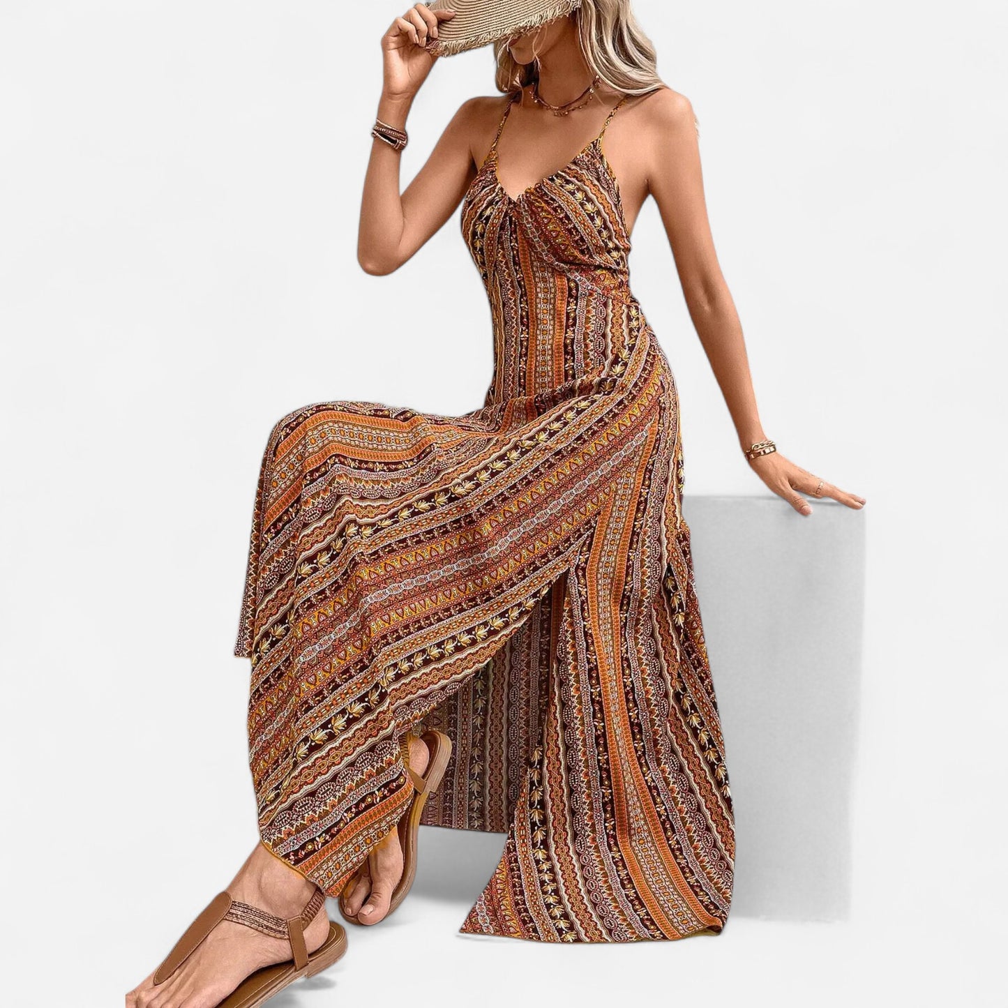 Mariza - Robe d'été Boho sans dos élégante et légère