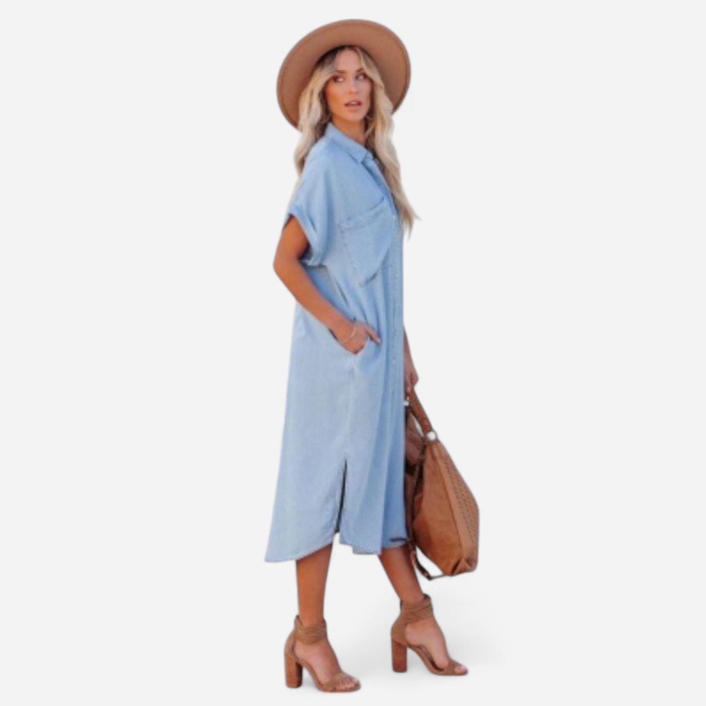 Robe Chemise en Denim Détendue - Chambray Léger pour un Style Quotidien Casual
