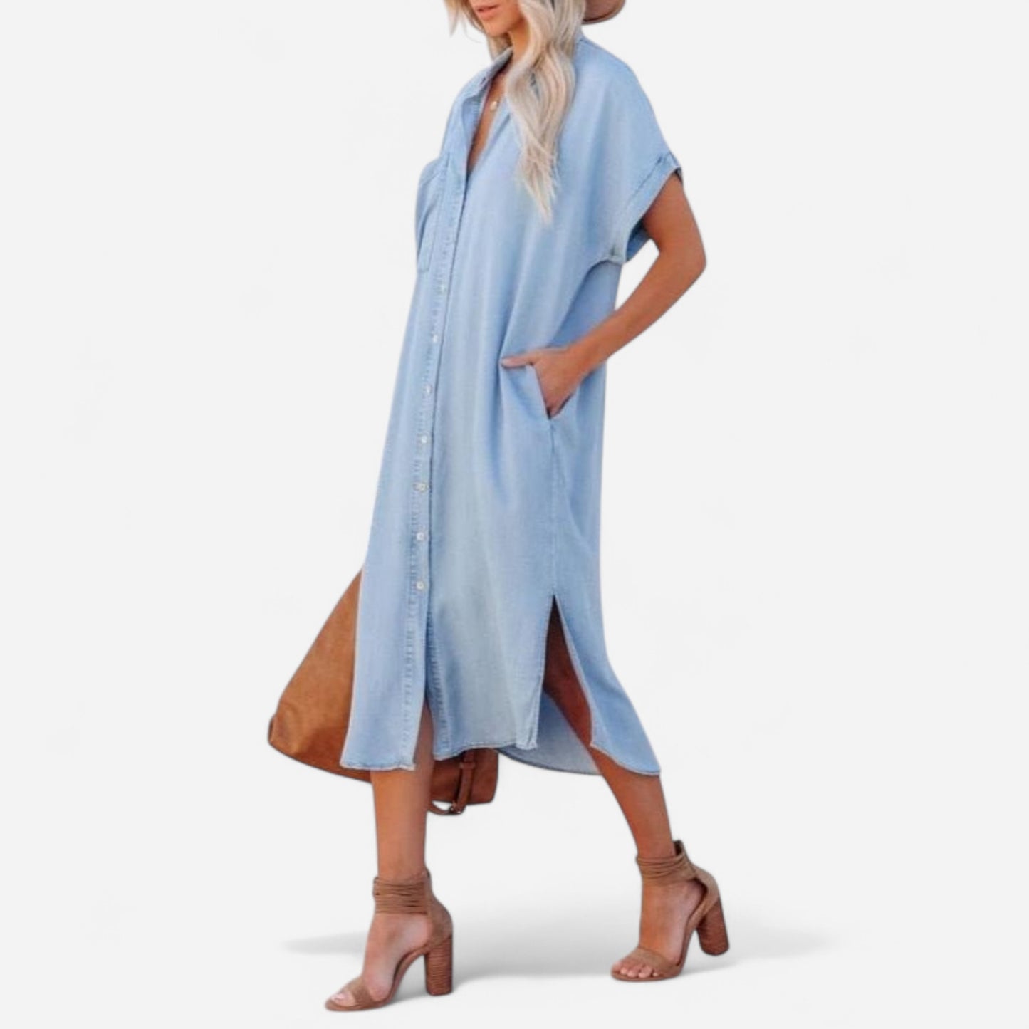 Robe Chemise en Denim Détendue - Chambray Léger pour un Style Quotidien Casual