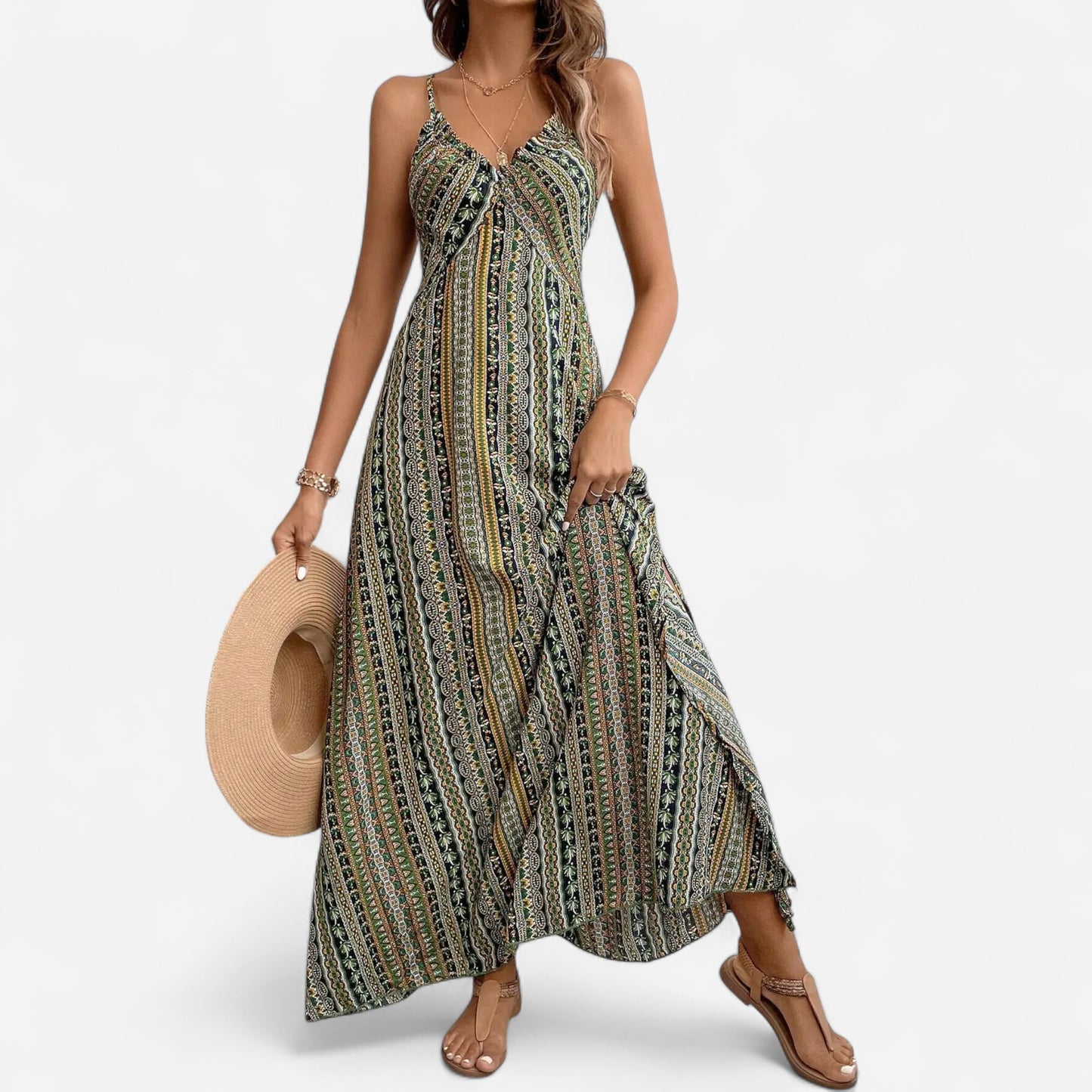 Mariza - Robe d'été Boho sans dos élégante et légère