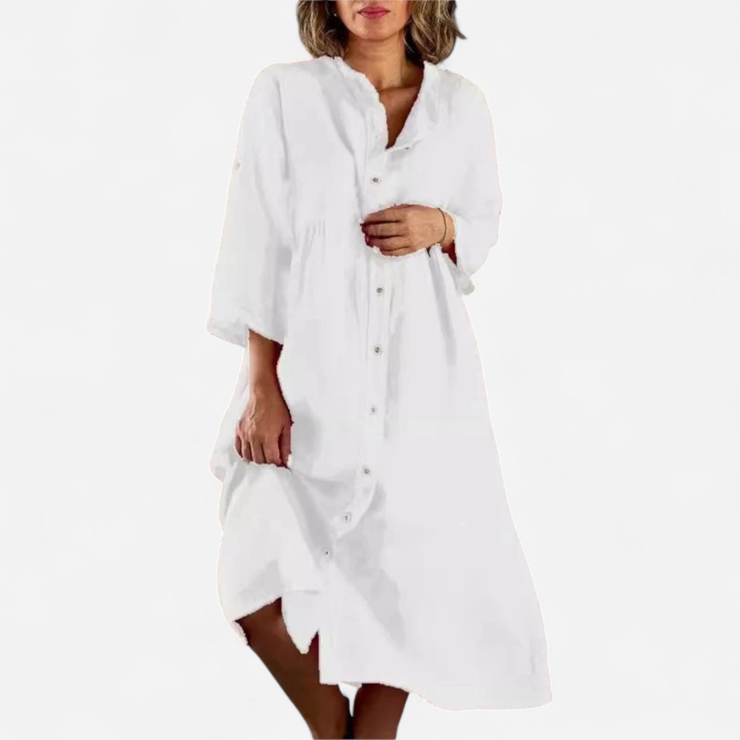 Gertrude - Robe Chemise en Coton et Lin Élégante et Confortable