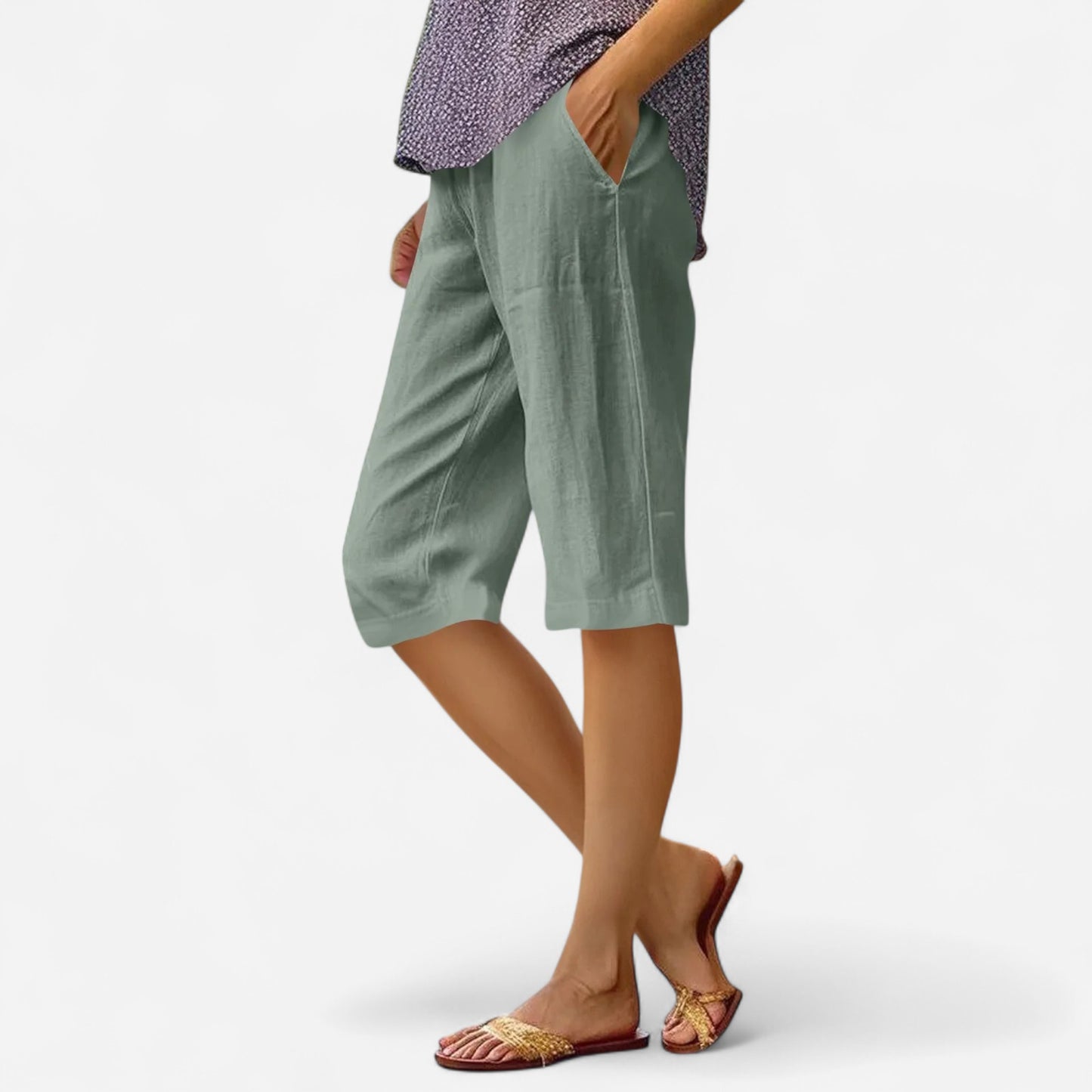 Pantalon Femme Élastique Taille Haute - Coton Lin 5 Couleurs, Confort Été
