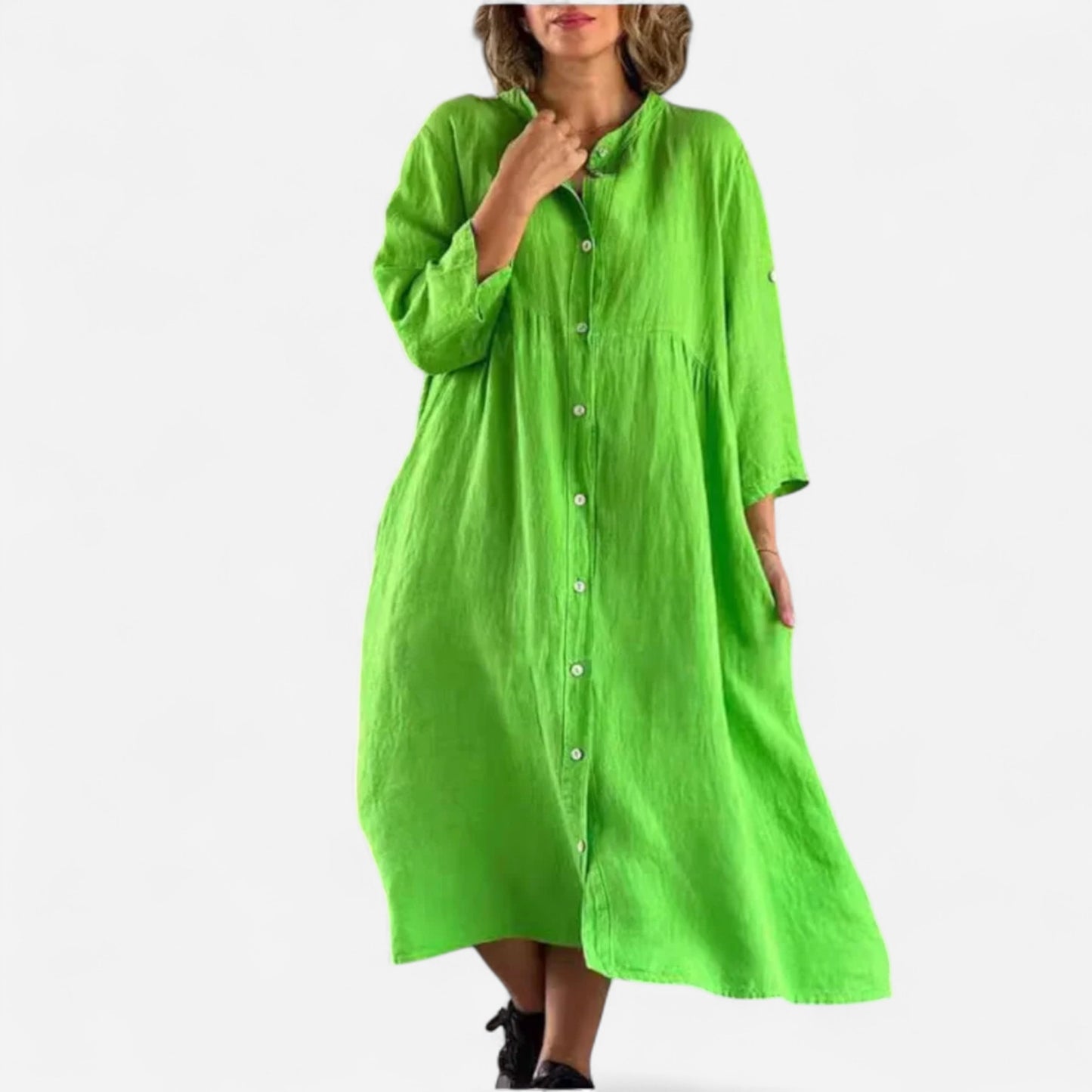 Gertrude - Robe Chemise en Coton et Lin Élégante et Confortable