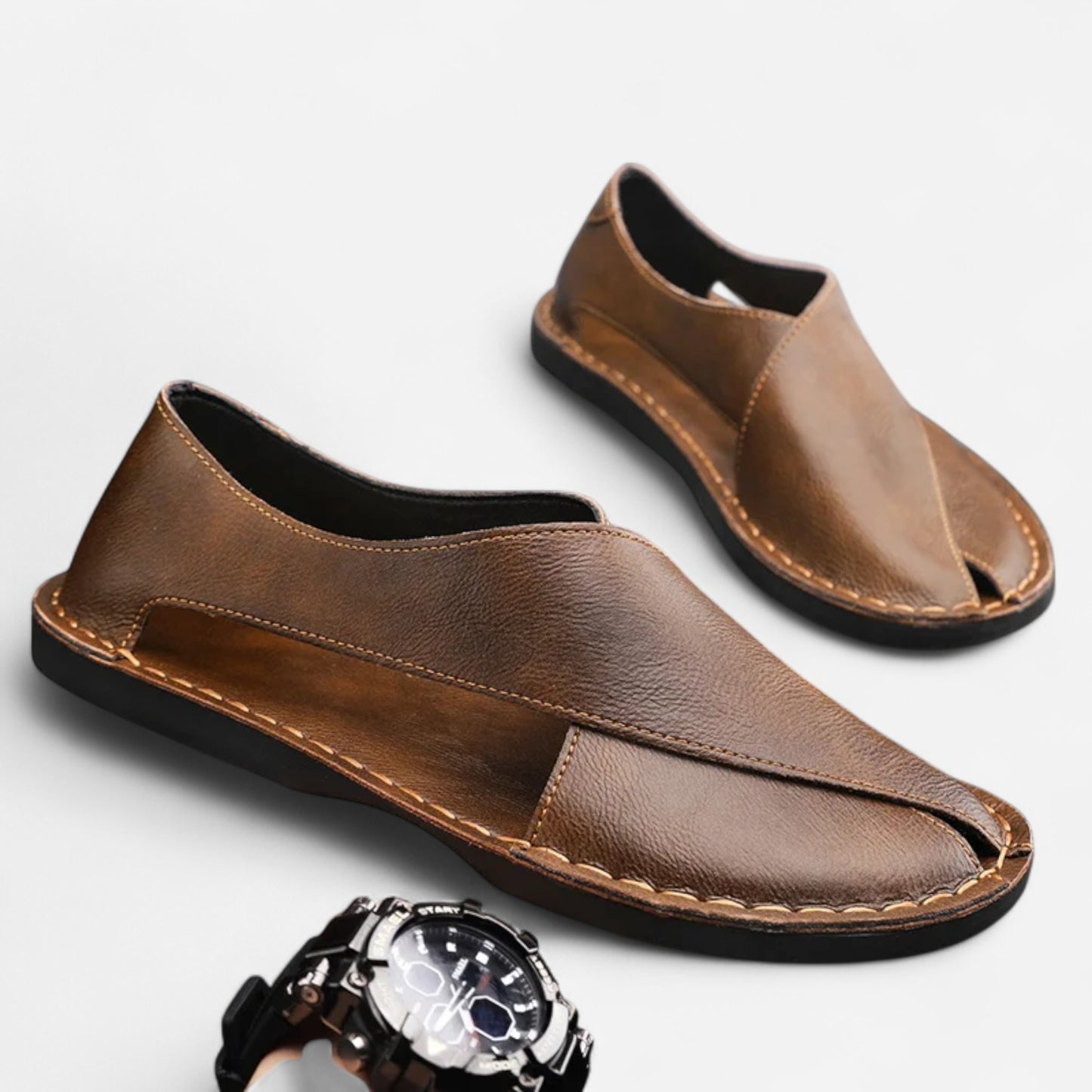 Nomad Sandale Croisée en Cuir de Veau - Élégance et Confort Durable