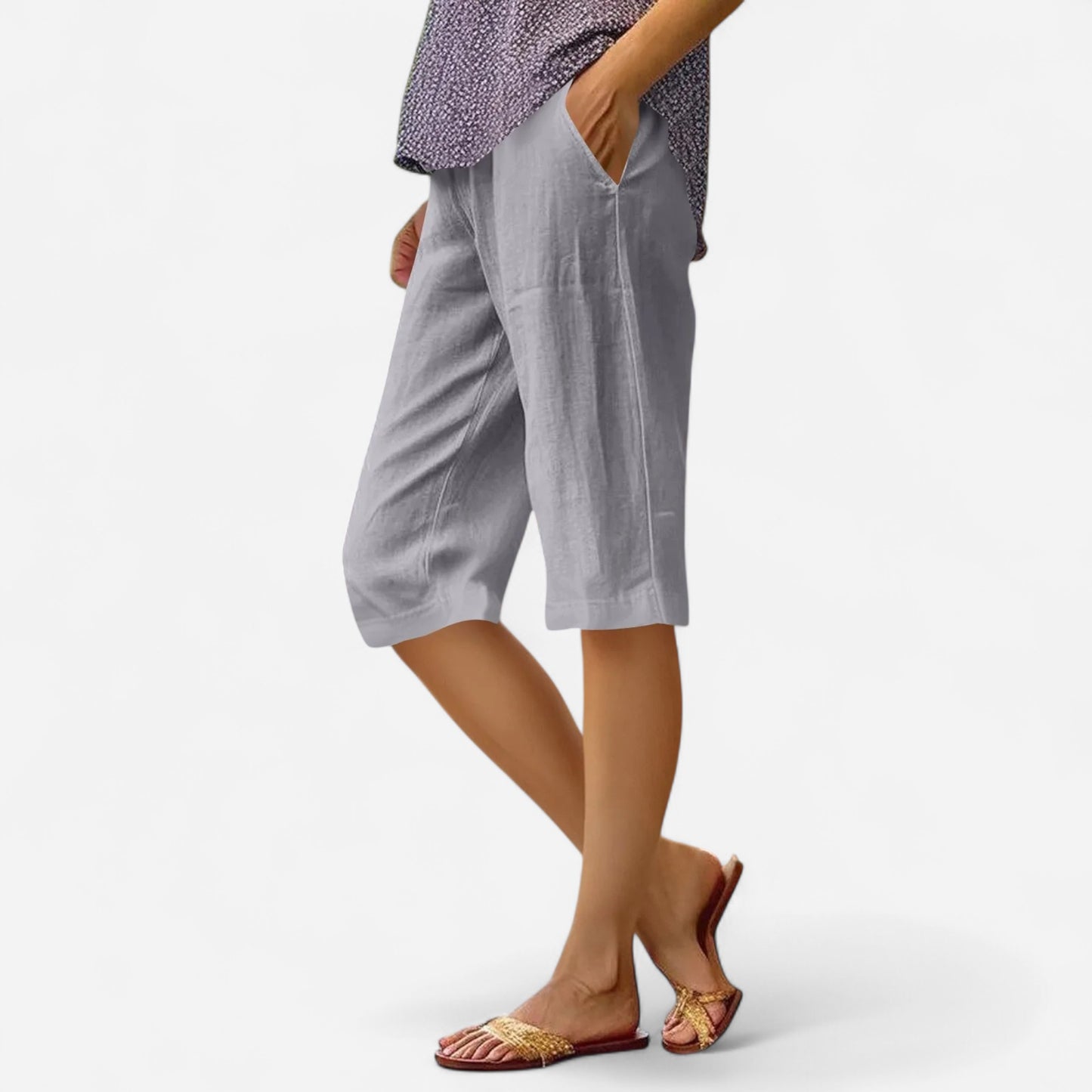 Pantalon Femme Élastique Taille Haute - Coton Lin 5 Couleurs, Confort Été