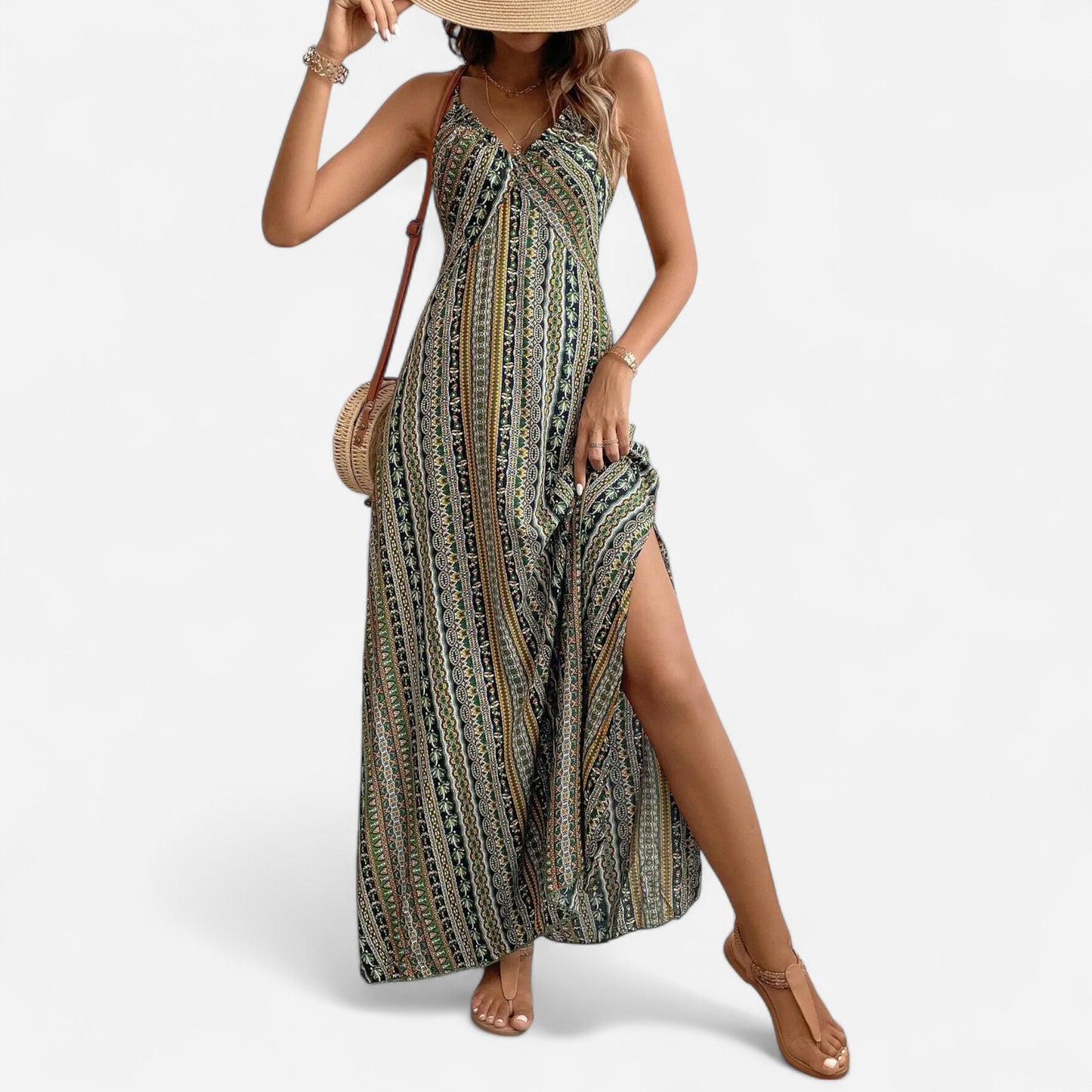 Mariza - Robe d'été Boho sans dos élégante et légère