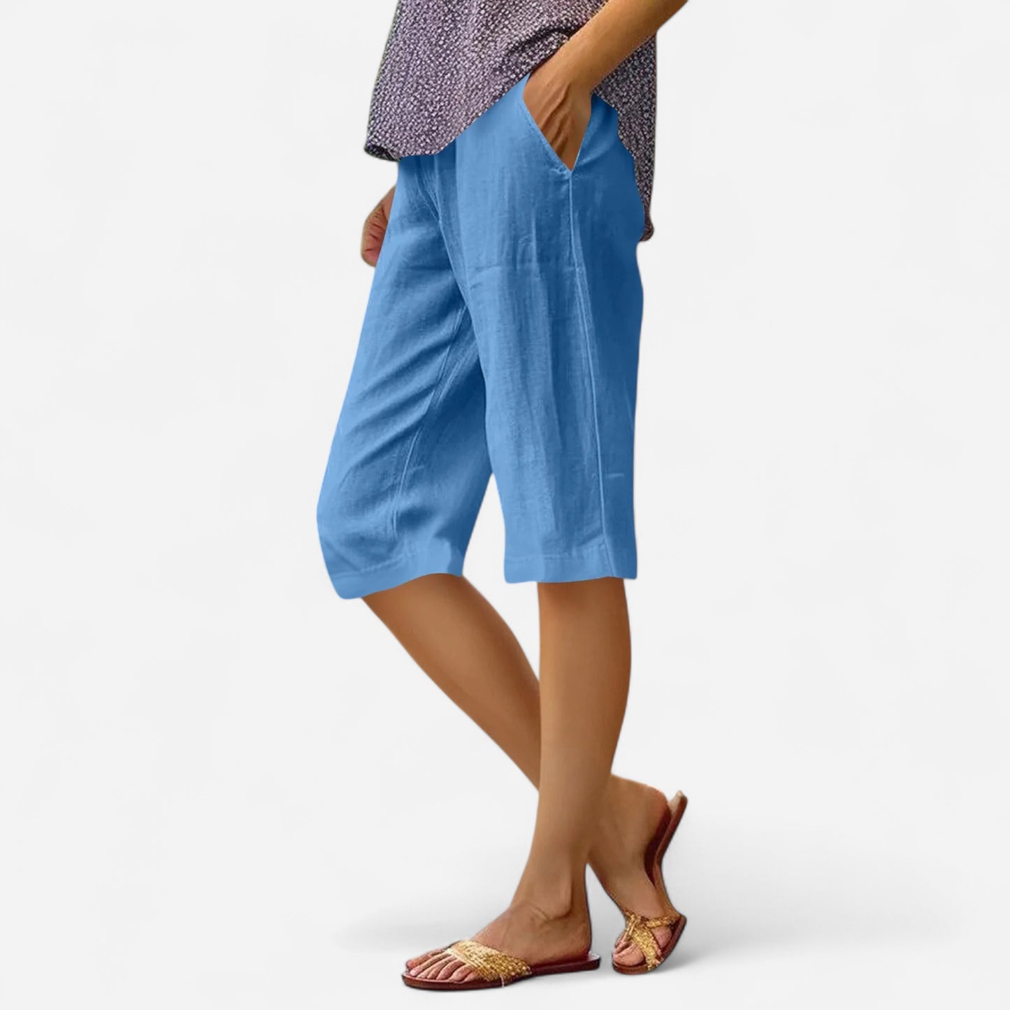 Pantalon Femme Élastique Taille Haute - Coton Lin 5 Couleurs, Confort Été
