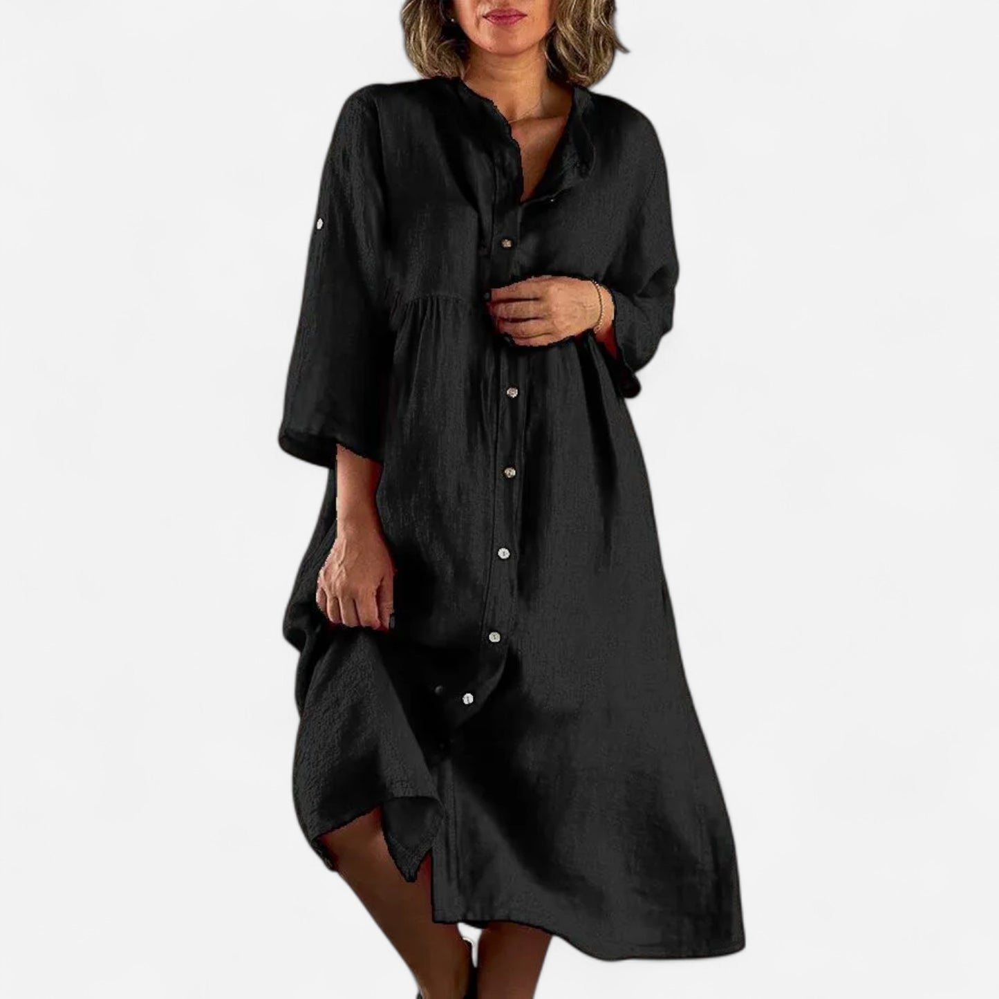 Gertrude - Robe Chemise en Coton et Lin Élégante et Confortable