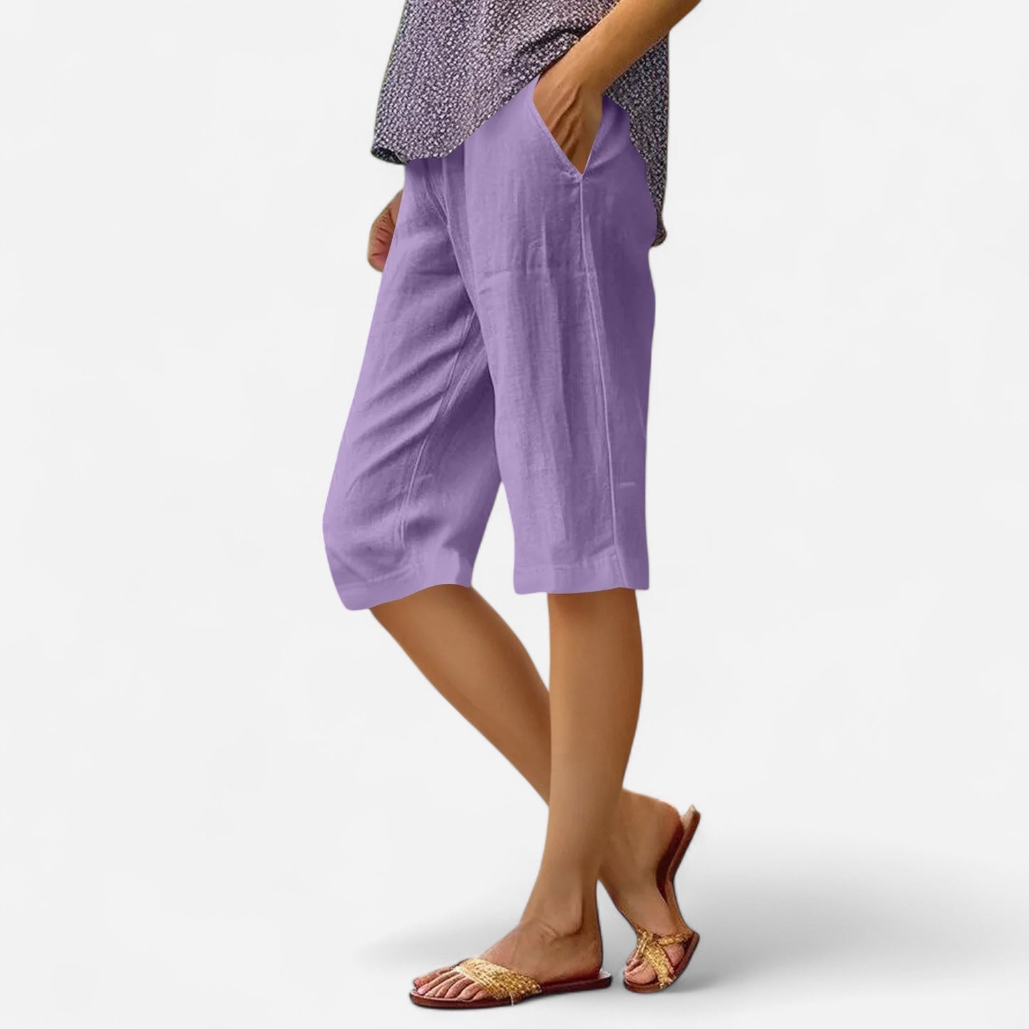 Pantalon Femme Élastique Taille Haute - Coton Lin 5 Couleurs, Confort Été