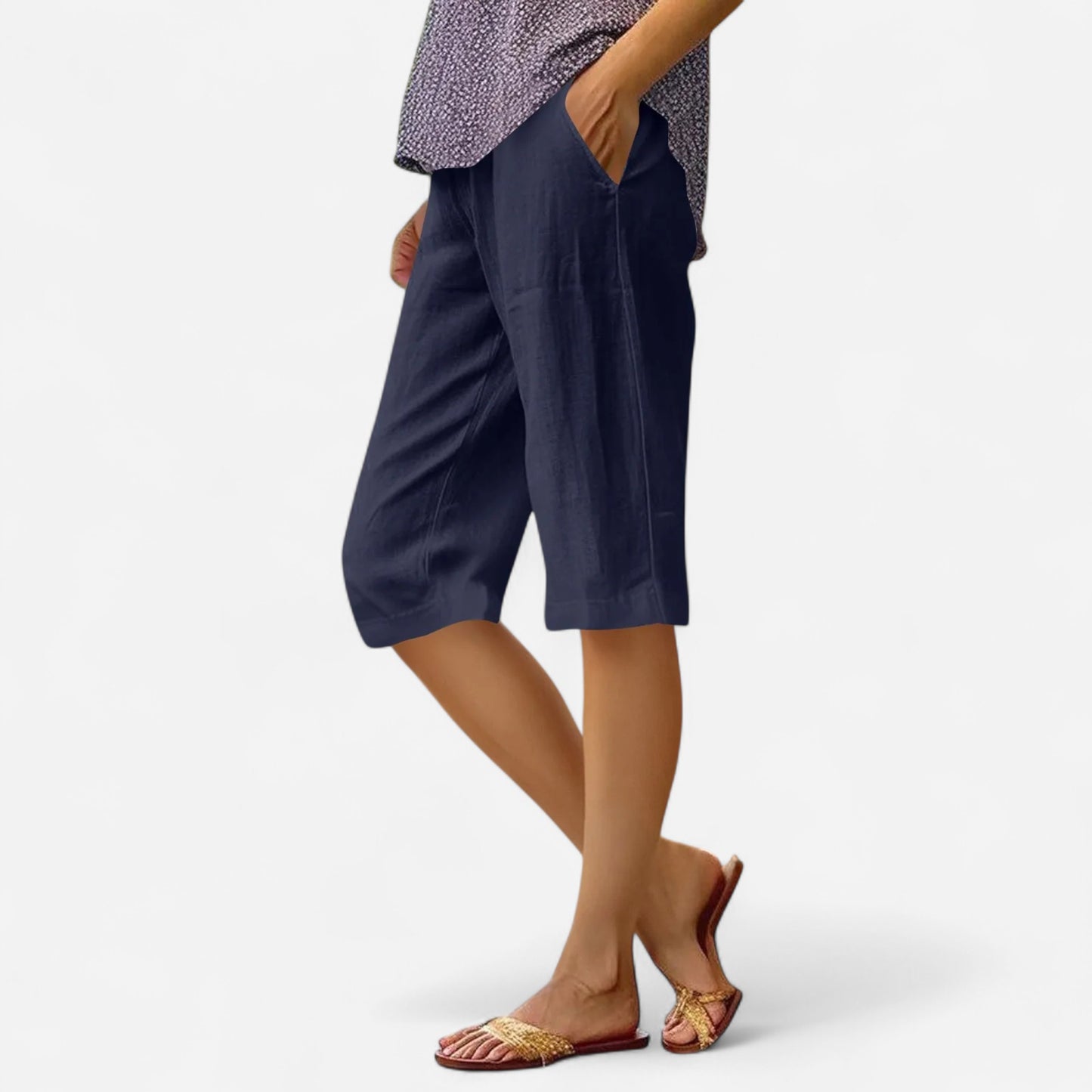 Pantalon Femme Élastique Taille Haute - Coton Lin 5 Couleurs, Confort Été
