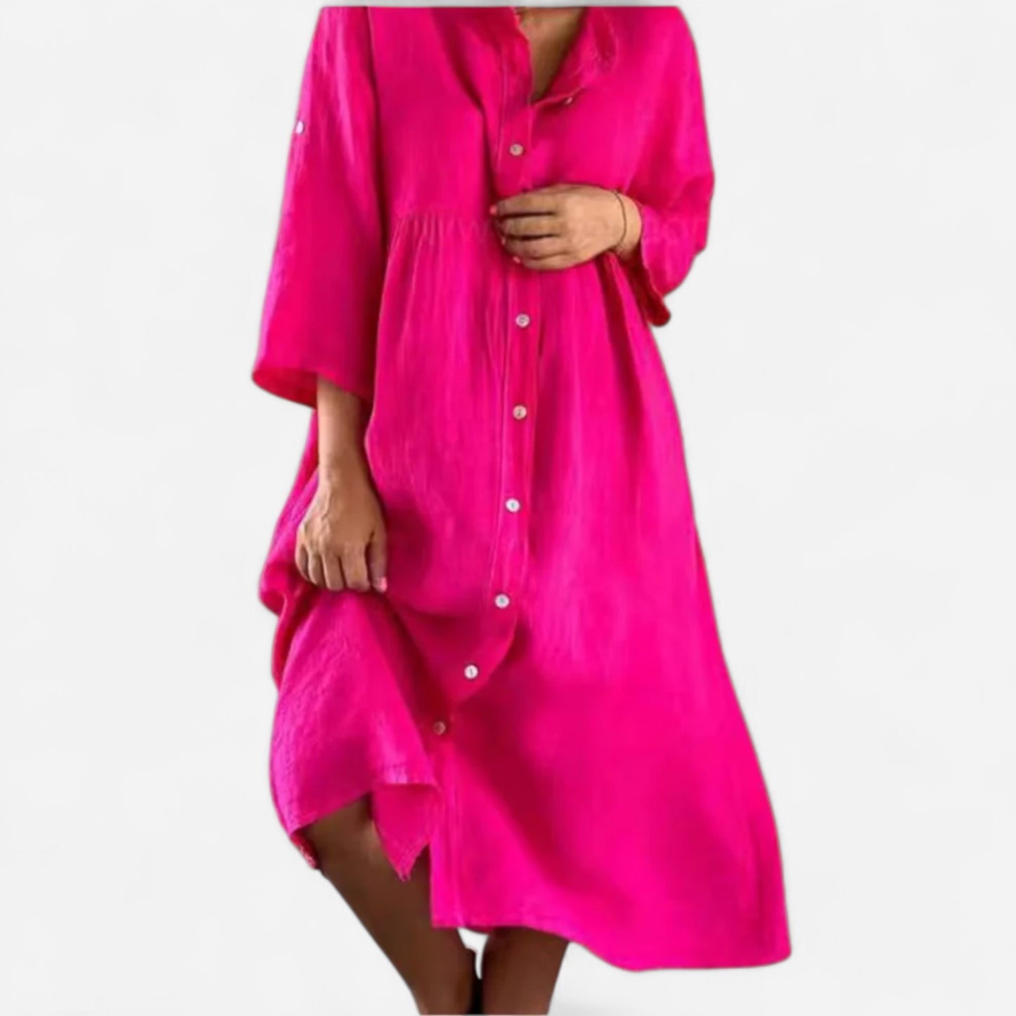 Gertrude - Robe Chemise en Coton et Lin Élégante et Confortable