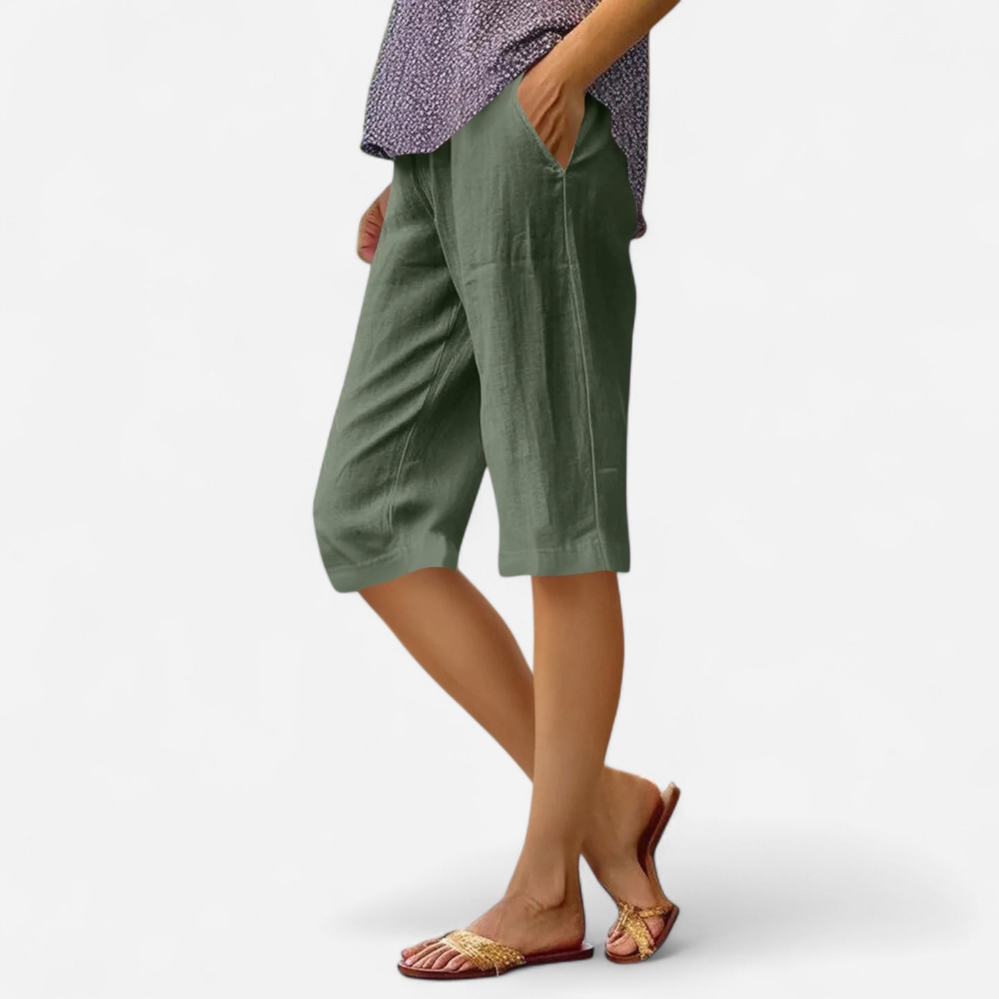 Pantalon Femme Élastique Taille Haute - Coton Lin 5 Couleurs, Confort Été