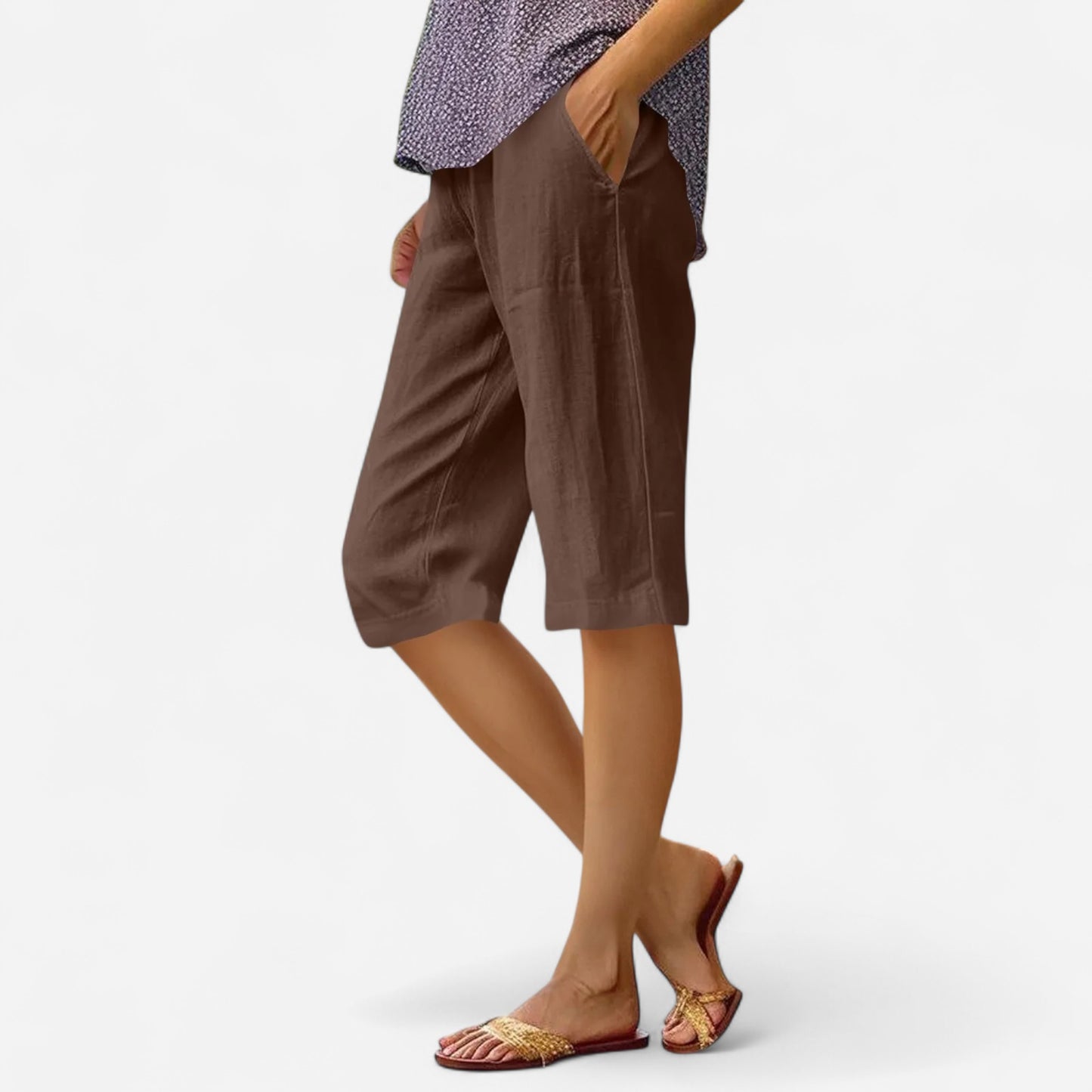 Pantalon Femme Élastique Taille Haute - Coton Lin 5 Couleurs, Confort Été