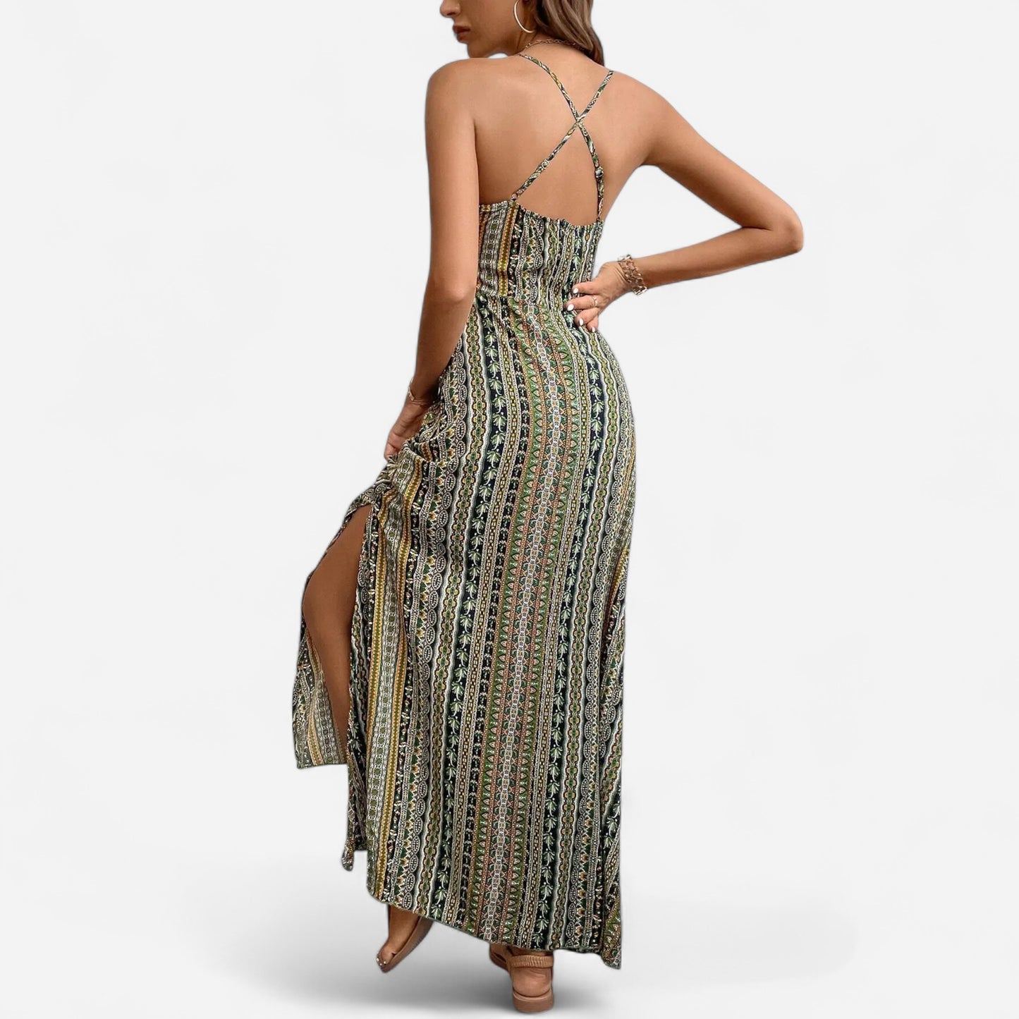 Mariza - Robe d'été Boho sans dos élégante et légère