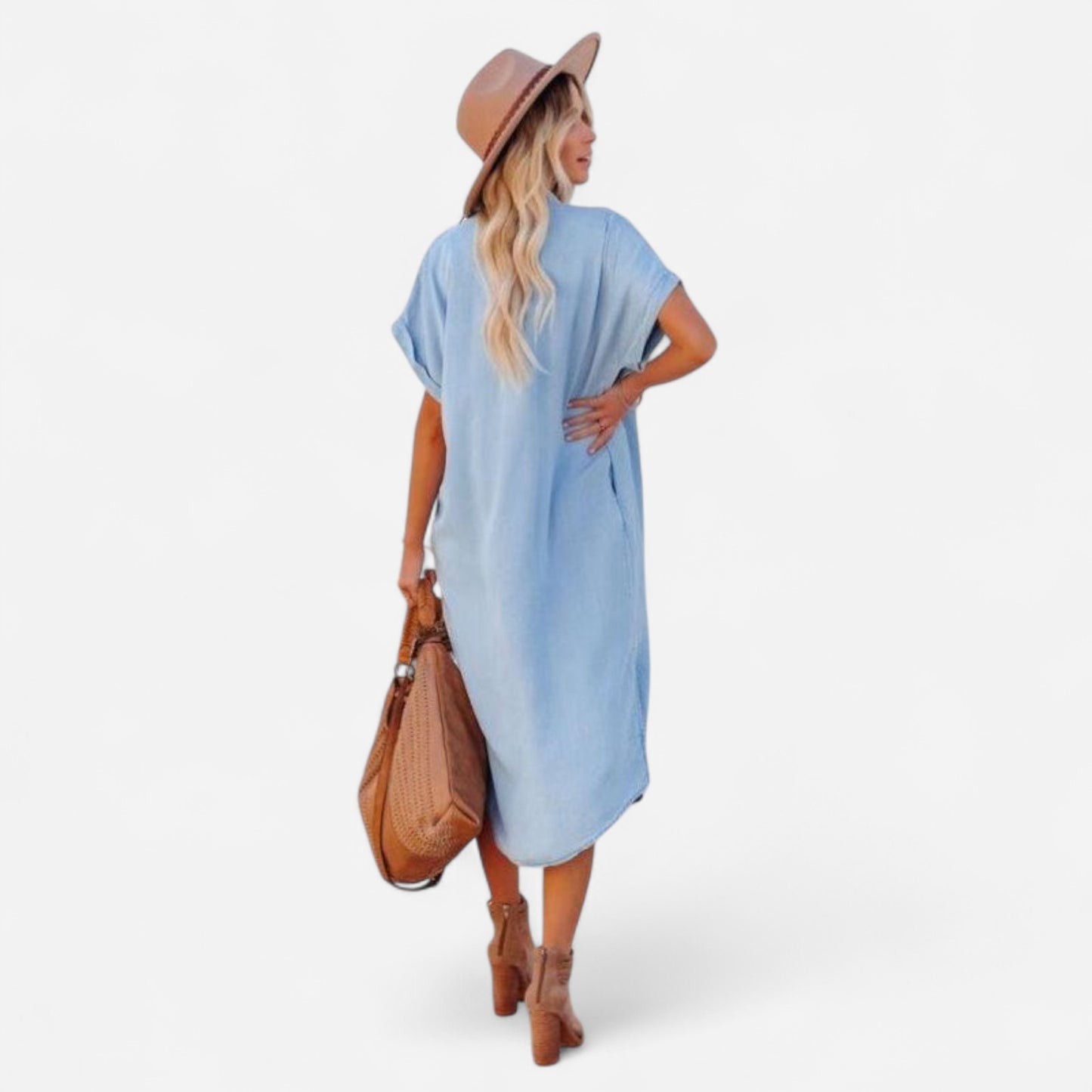 Robe Chemise en Denim Détendue - Chambray Léger pour un Style Quotidien Casual