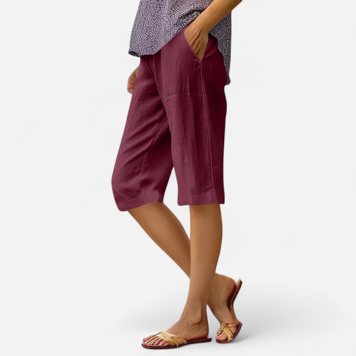 Pantalon Femme Élastique Taille Haute - Coton Lin 5 Couleurs, Confort Été