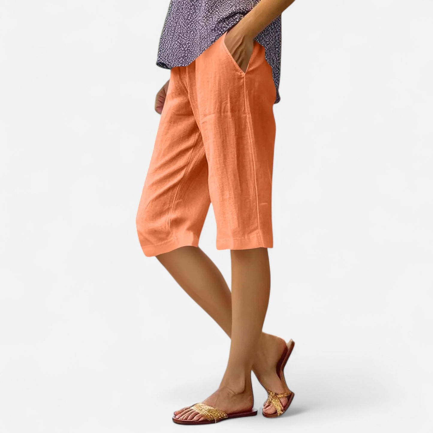 Pantalon Femme Élastique Taille Haute - Coton Lin 5 Couleurs, Confort Été