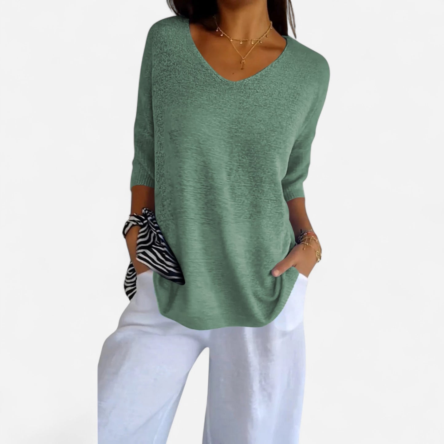Margaux - Haut Tricot V-Décolleté Élégant pour Femmes