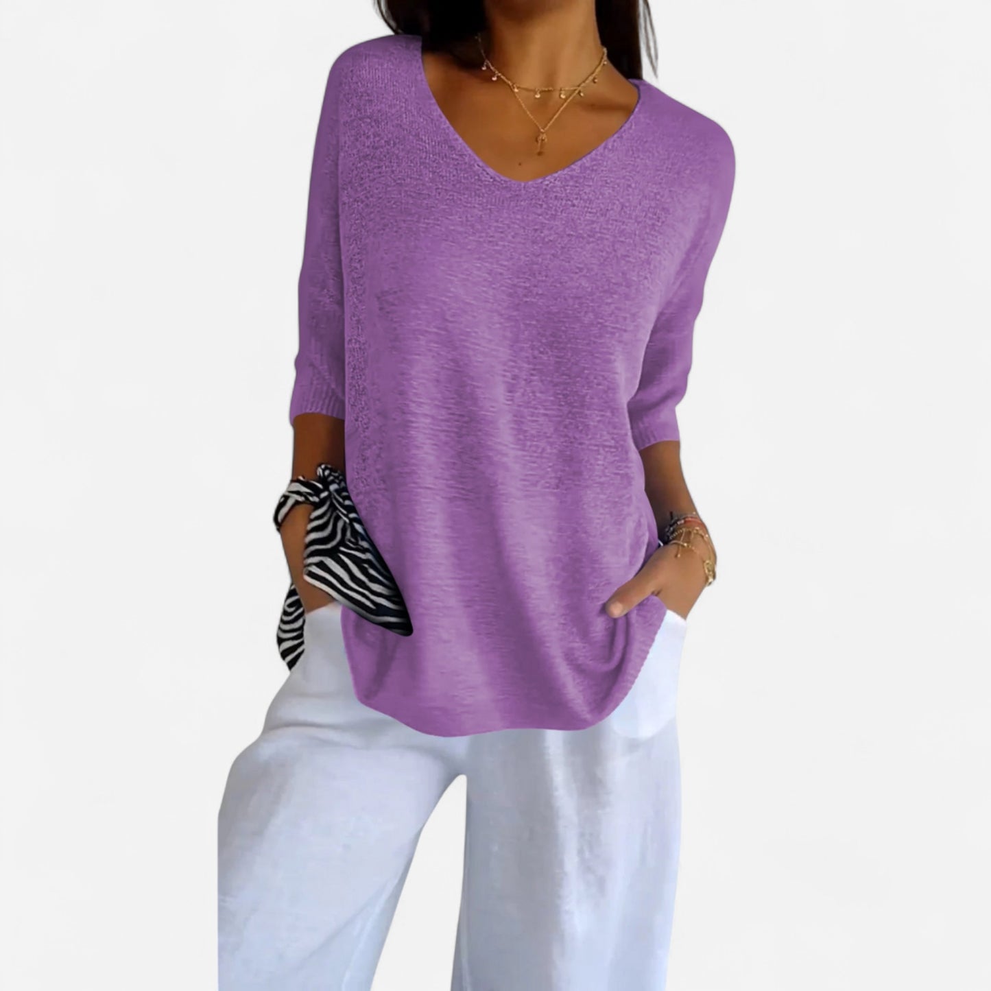 Margaux - Haut Tricot V-Décolleté Élégant pour Femmes