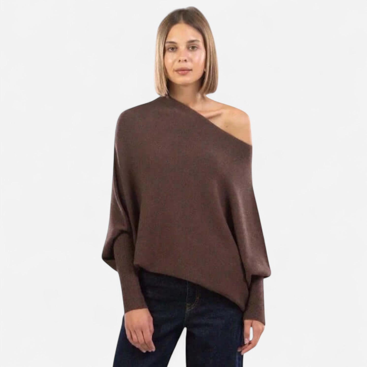 Jennifer Pull Asymétrique à Épaule Découverte pour Femmes - Élégance et Confort Moderne