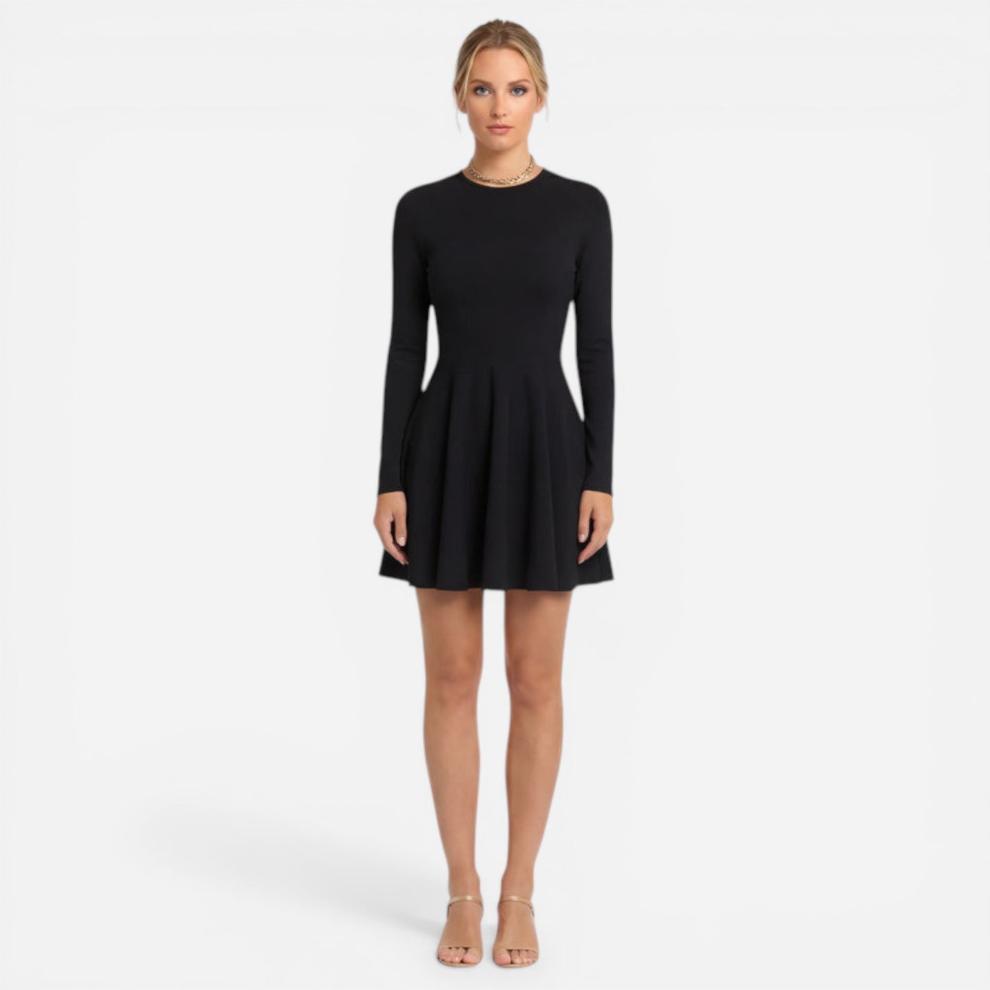 Robe courte à manches longues pour femmes, élégante et décontractée