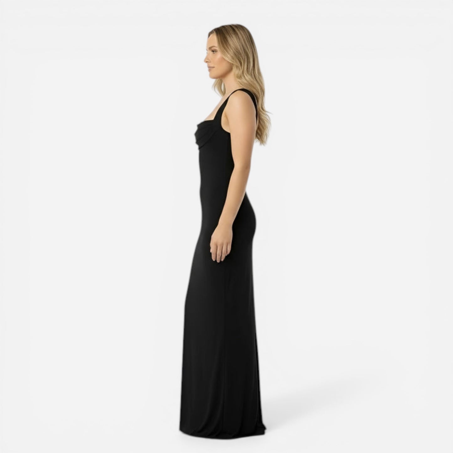 Robe longue ajustée élégante à encolure carrée pour femme