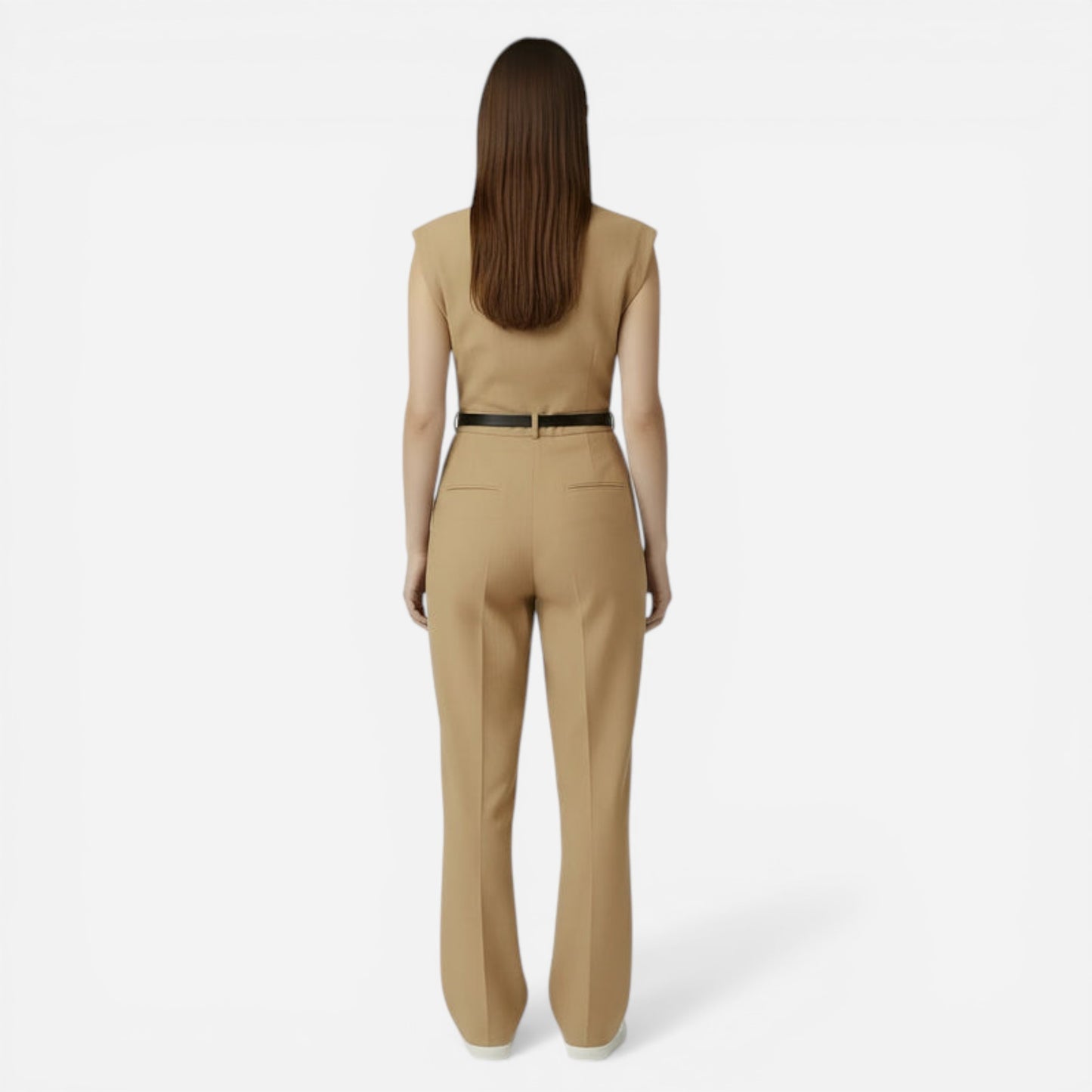 Combinaison sans manches élégante pour femme avec ceinture - Pantalon long décontracté pour bureau