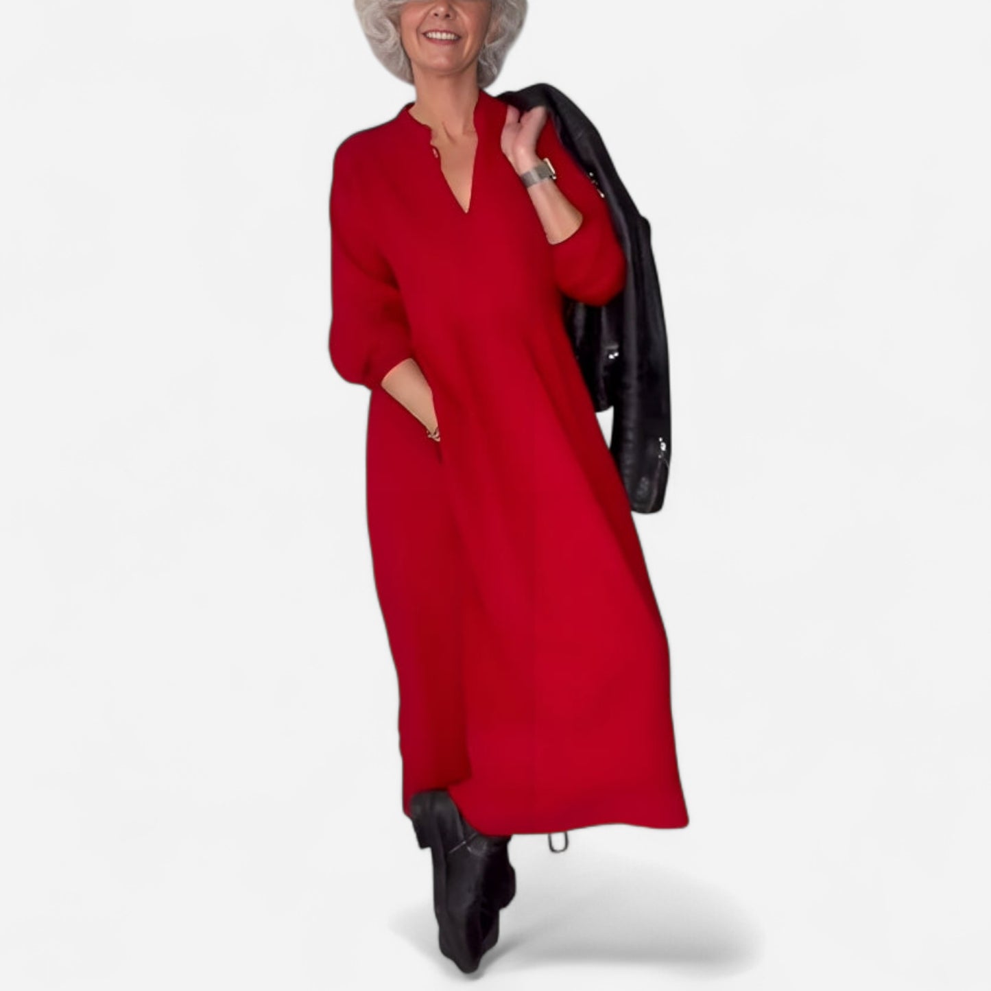 Amanda - Robe longue amincissante à décolleté en V élégante
