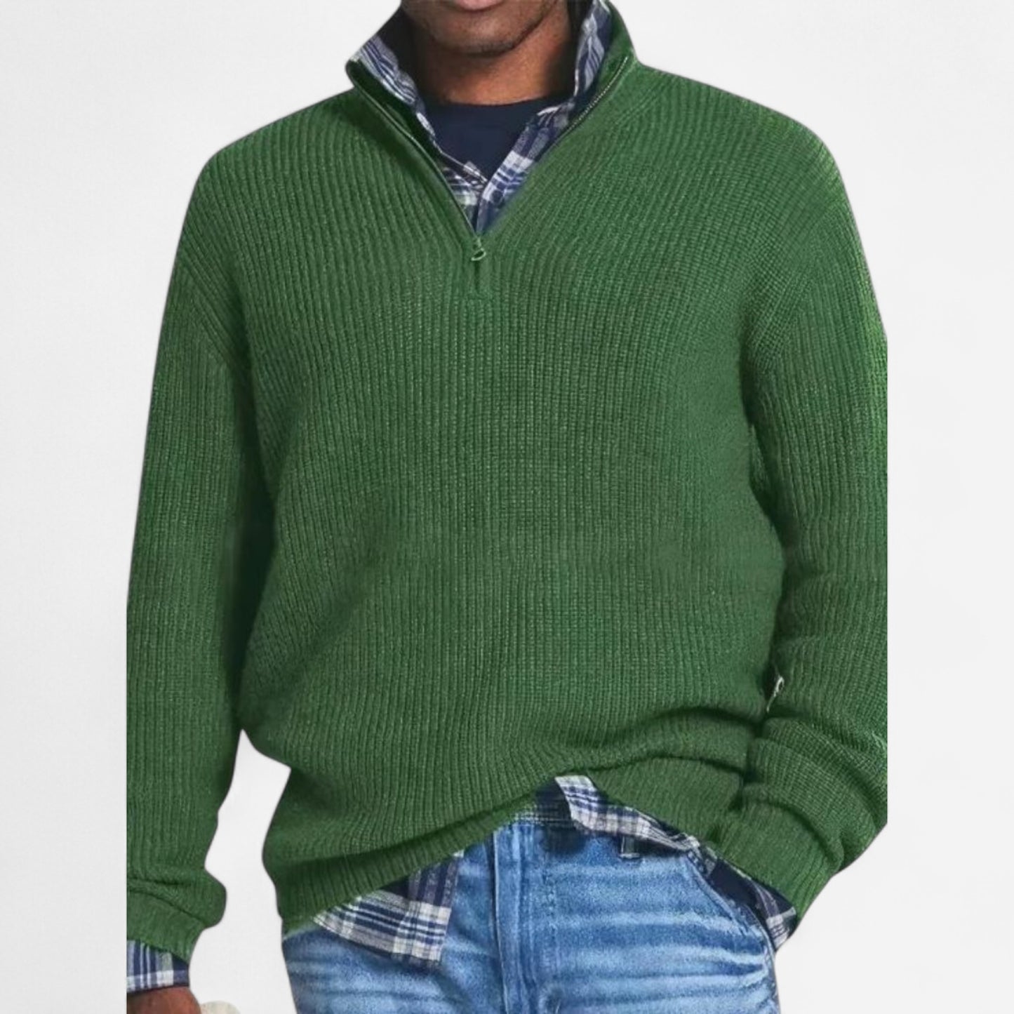 Pull en laine classique à col zippé - Élégance et confort