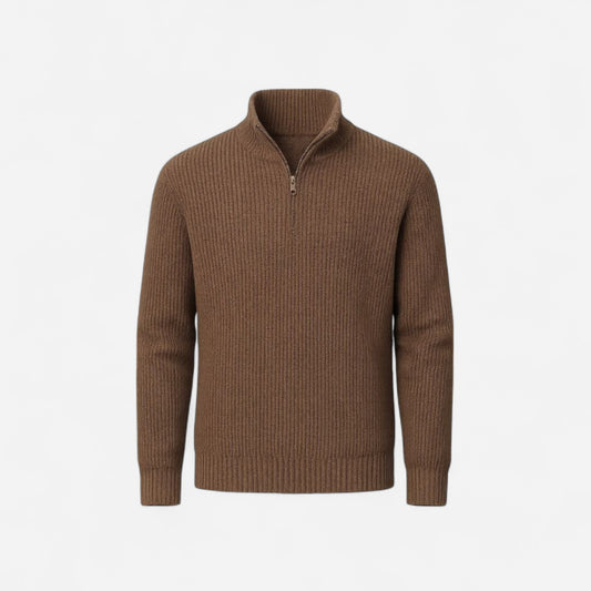 Pull en laine classique à col zippé - Élégance et confort