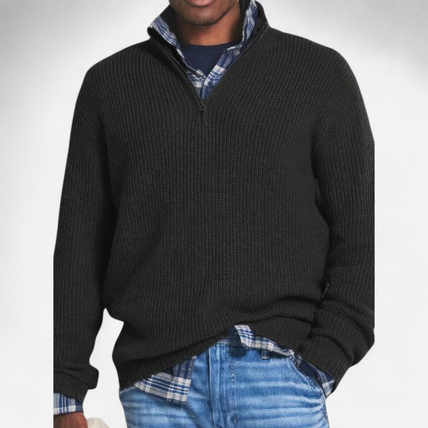 Pull en laine classique à col zippé - Élégance et confort