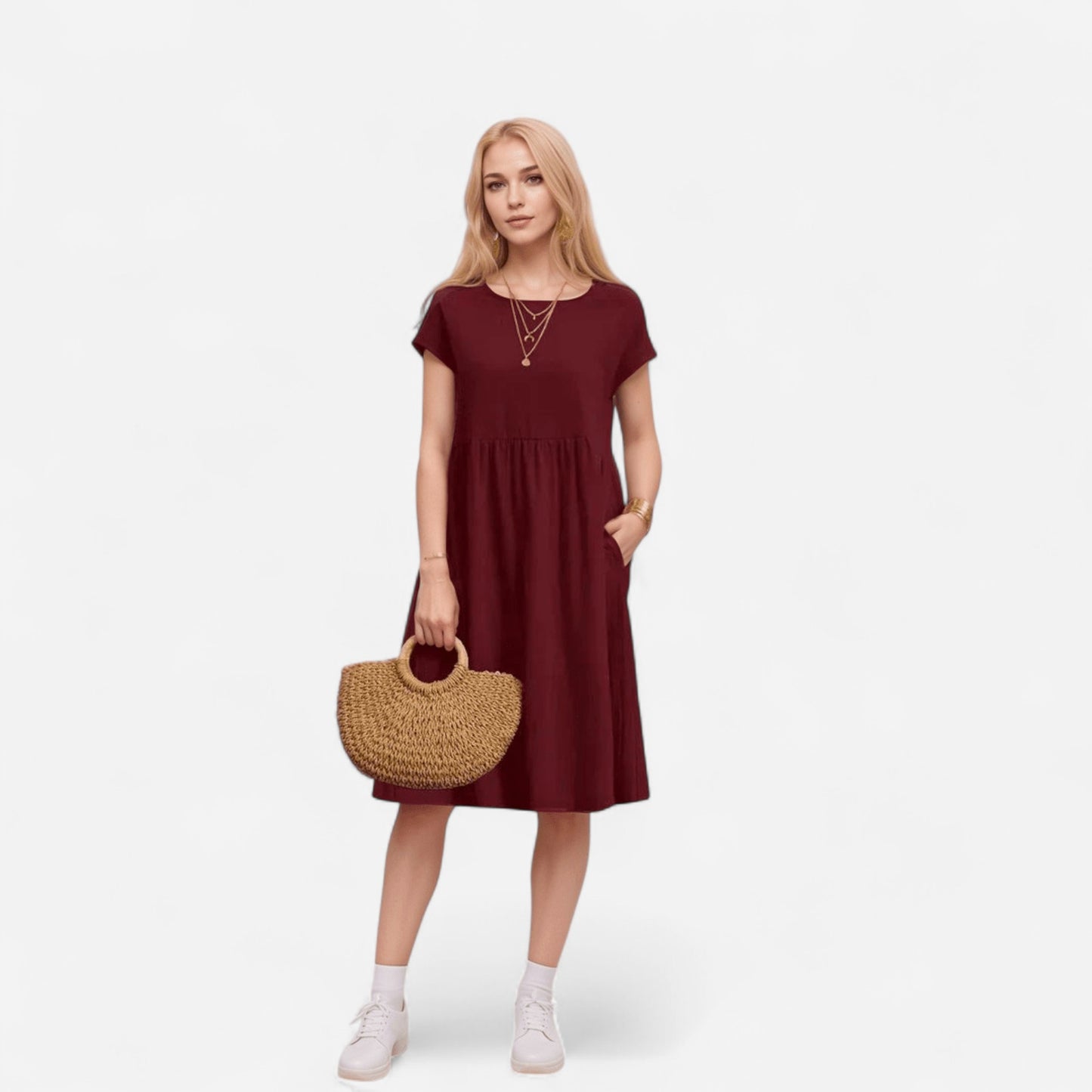 Robe T-Shirt Midi Décontractée - Confort Quotidien & Poches
