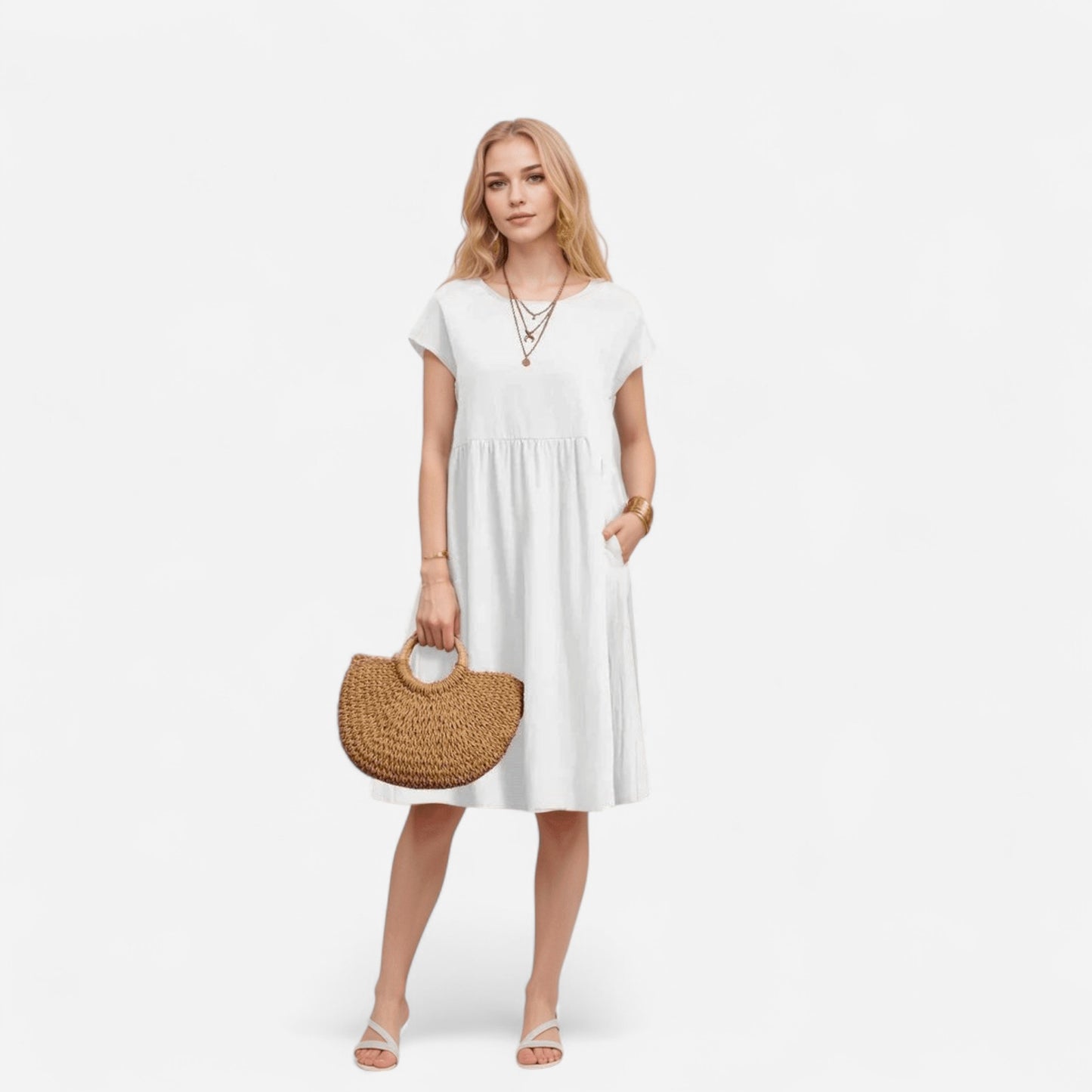 Robe T-Shirt Midi Décontractée - Confort Quotidien & Poches