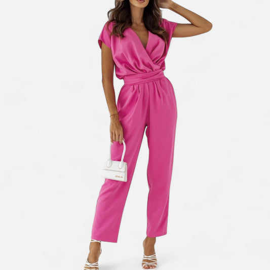 Odalina - Combinaison élégante à manches courtes et décolleté V