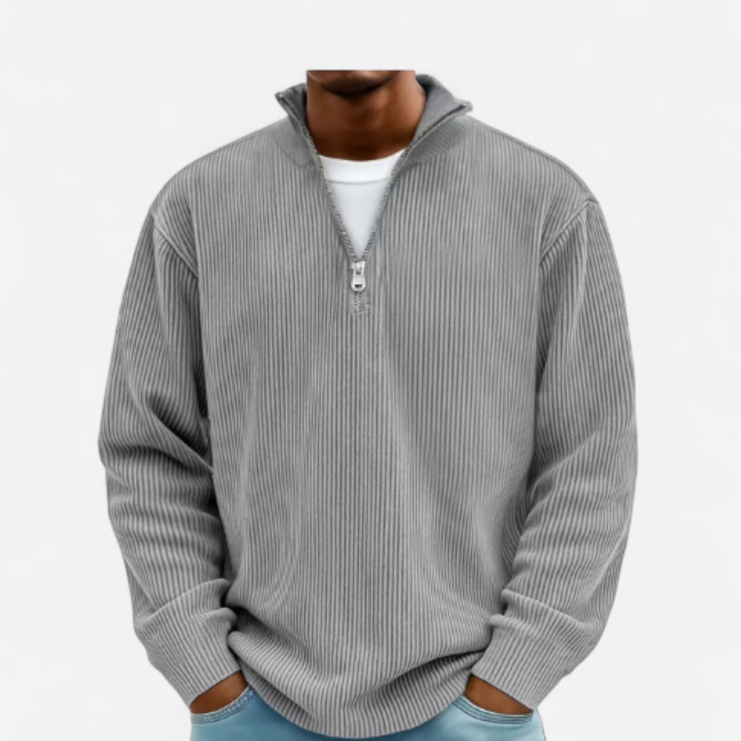 Pull homme en laine mérinos à col zippé - Élégance et confort