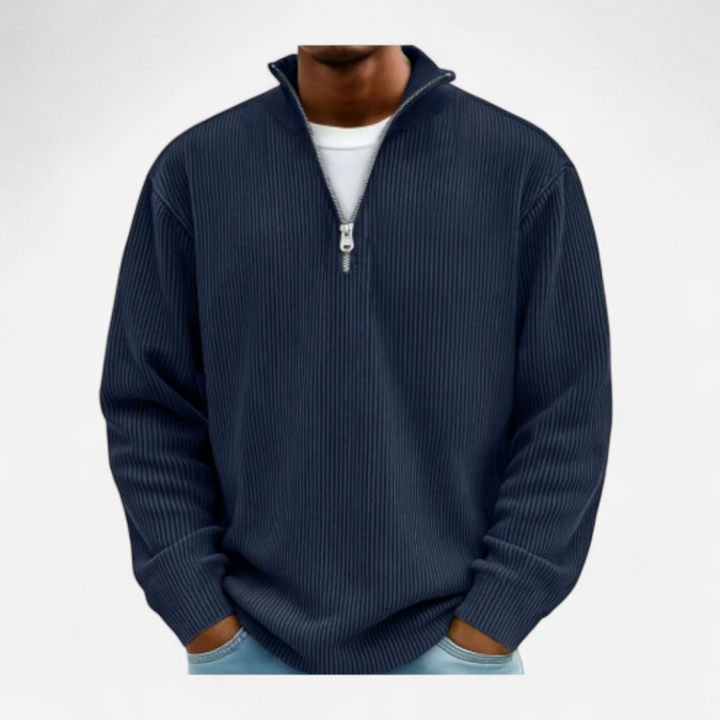 Pull homme en laine mérinos à col zippé - Élégance et confort