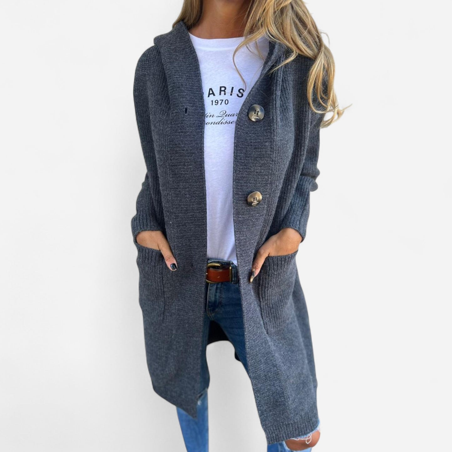 Ursule - Cardigan Long Élégant en Maille pour un Style Raffiné