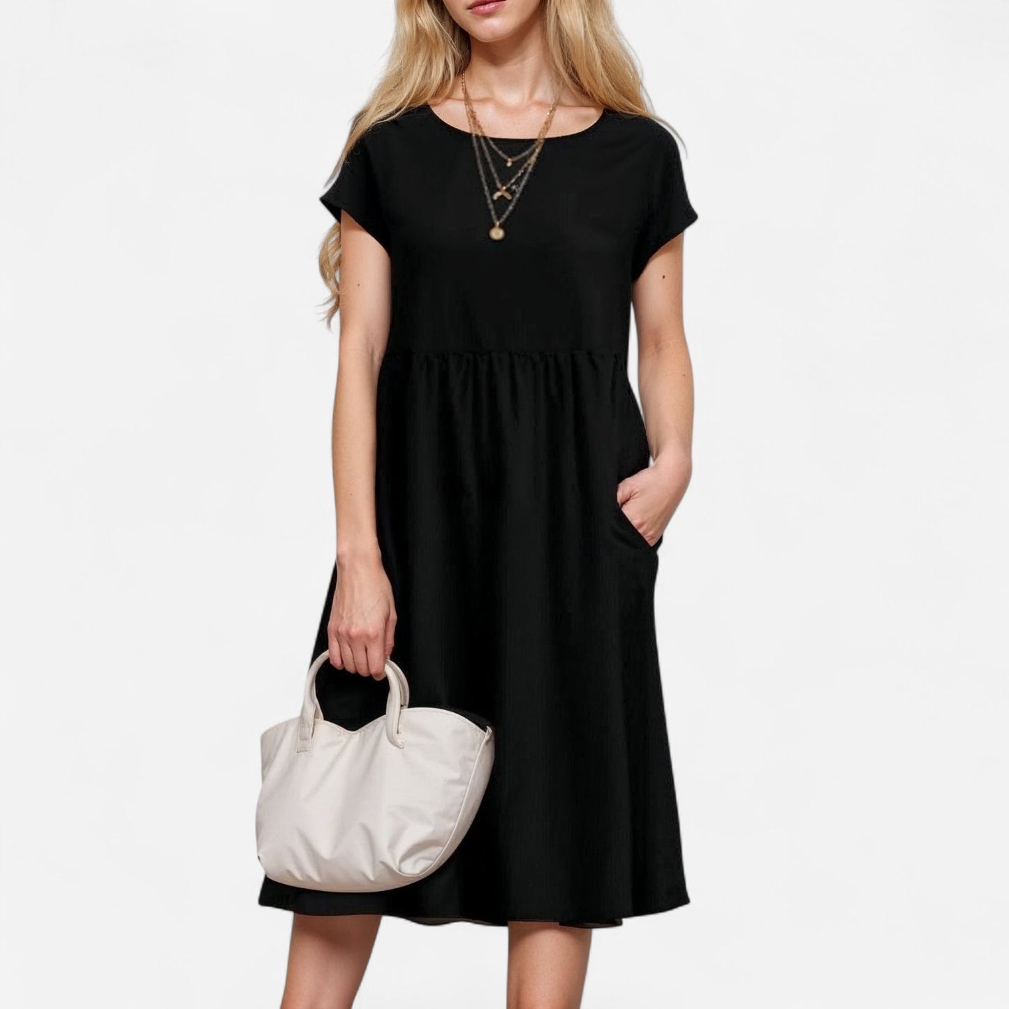 Robe T-Shirt Midi Décontractée - Confort Quotidien & Poches