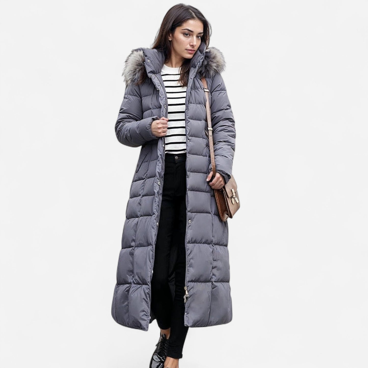 Manteau Puffer Longue - Capuche en Fourrure Synthétique, Ultra-Chaud et Chic pour l'Hiver