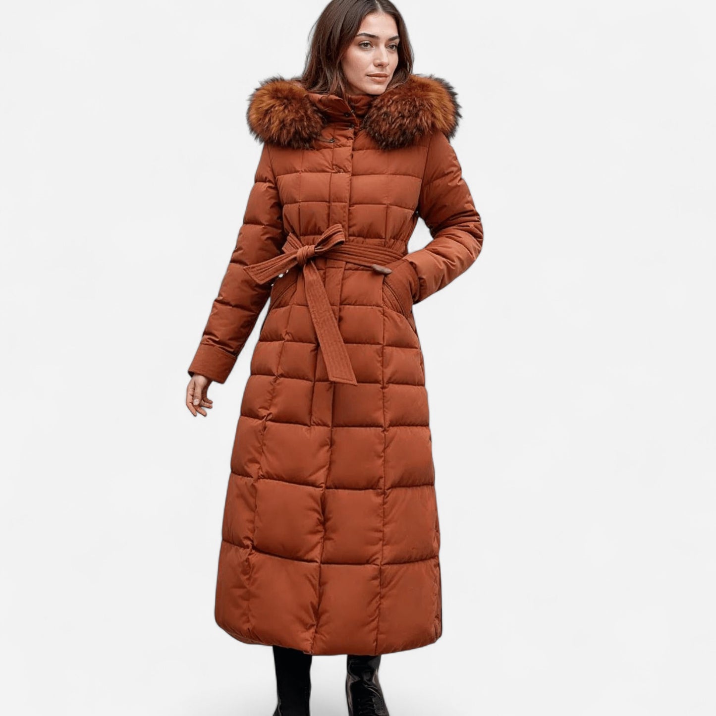 Manteau Puffer Longue - Capuche en Fourrure Synthétique, Ultra-Chaud et Chic pour l'Hiver