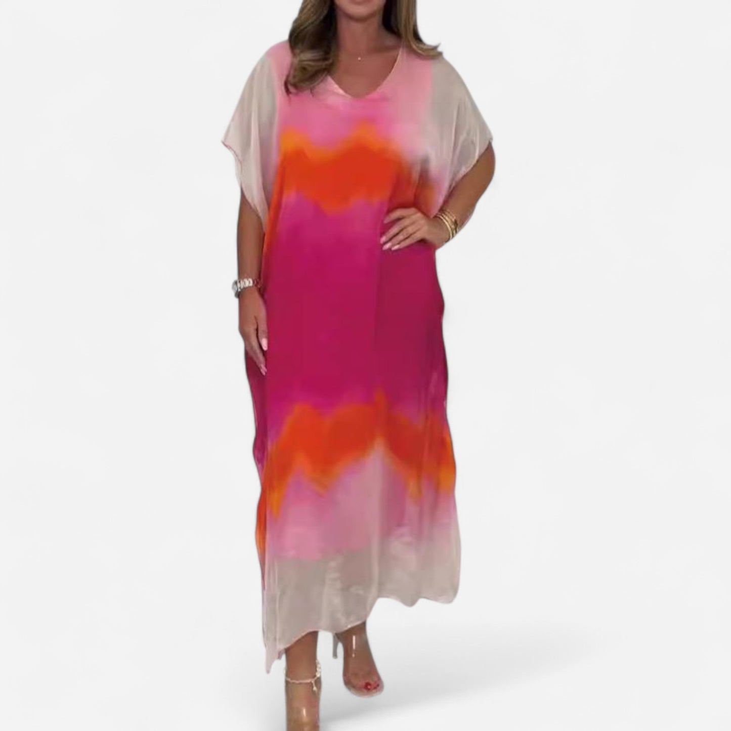 Magalie - Robe en mousseline Dip Dye élégante pour femmes