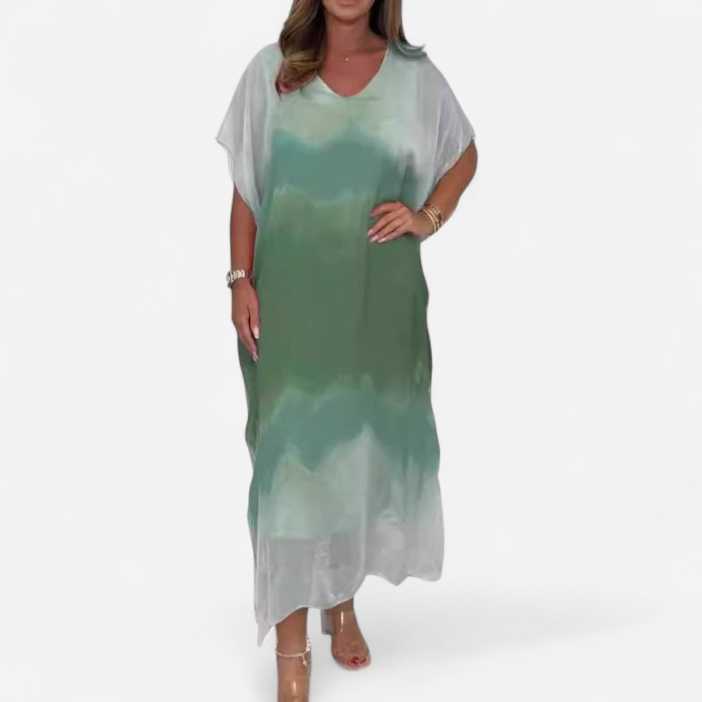 Magalie - Robe en mousseline Dip Dye élégante pour femmes