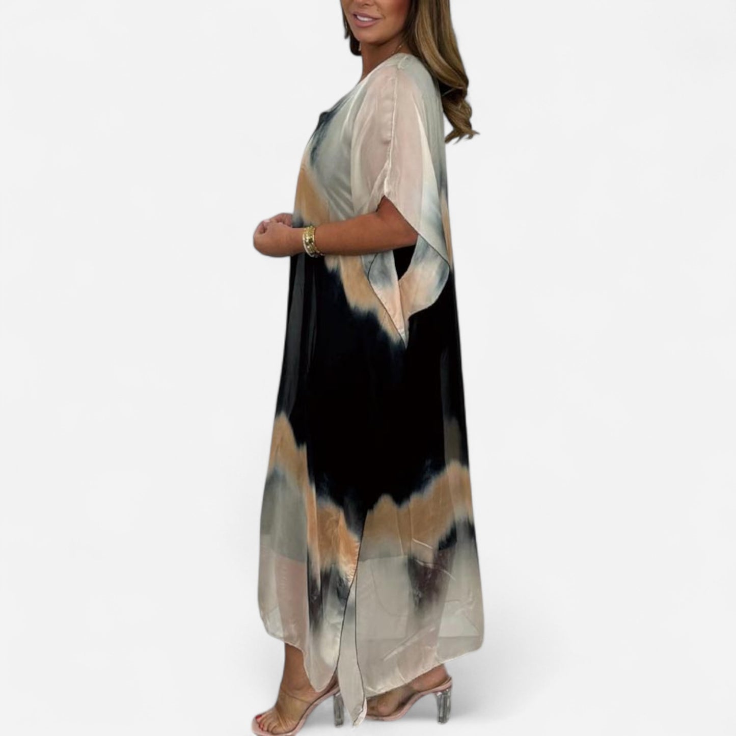 Magalie - Robe en mousseline Dip Dye élégante pour femmes
