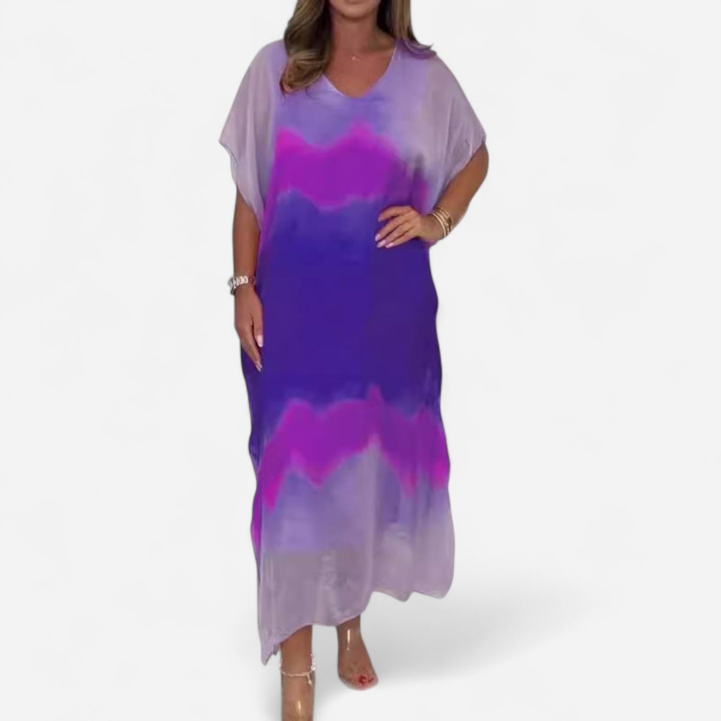 Magalie - Robe en mousseline Dip Dye élégante pour femmes